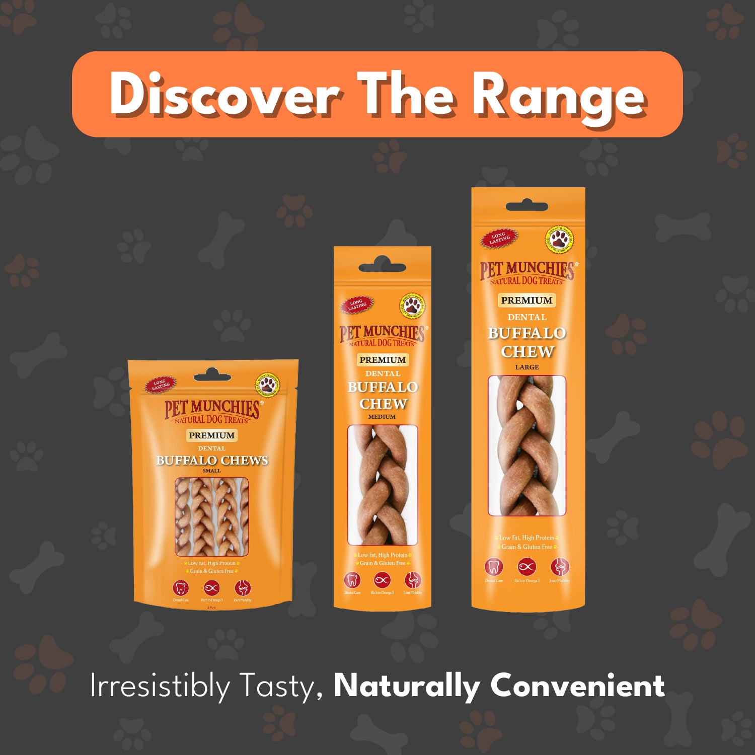 Pet Munchies Small Dental Buffalo Dog Chews 55g (4 chews) - 1 or 8 Pack Dental Chews