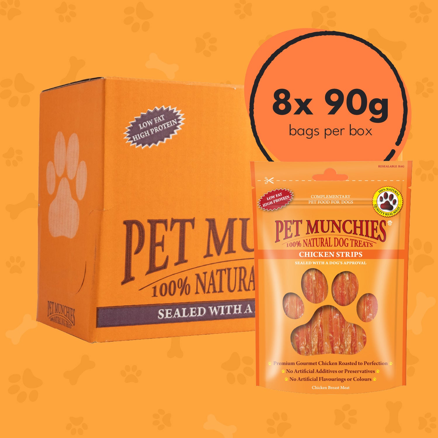 Pet Munchies Chicken Strips Dog Treats 90g - 8 Pack