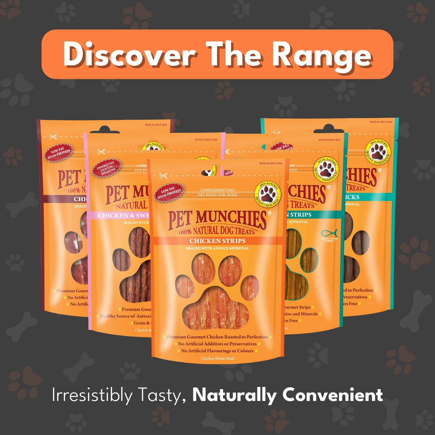 Pet Munchies Chicken Strips Dog Treats 90g - 1 or 8 Pack Sticks, Strips & Twists