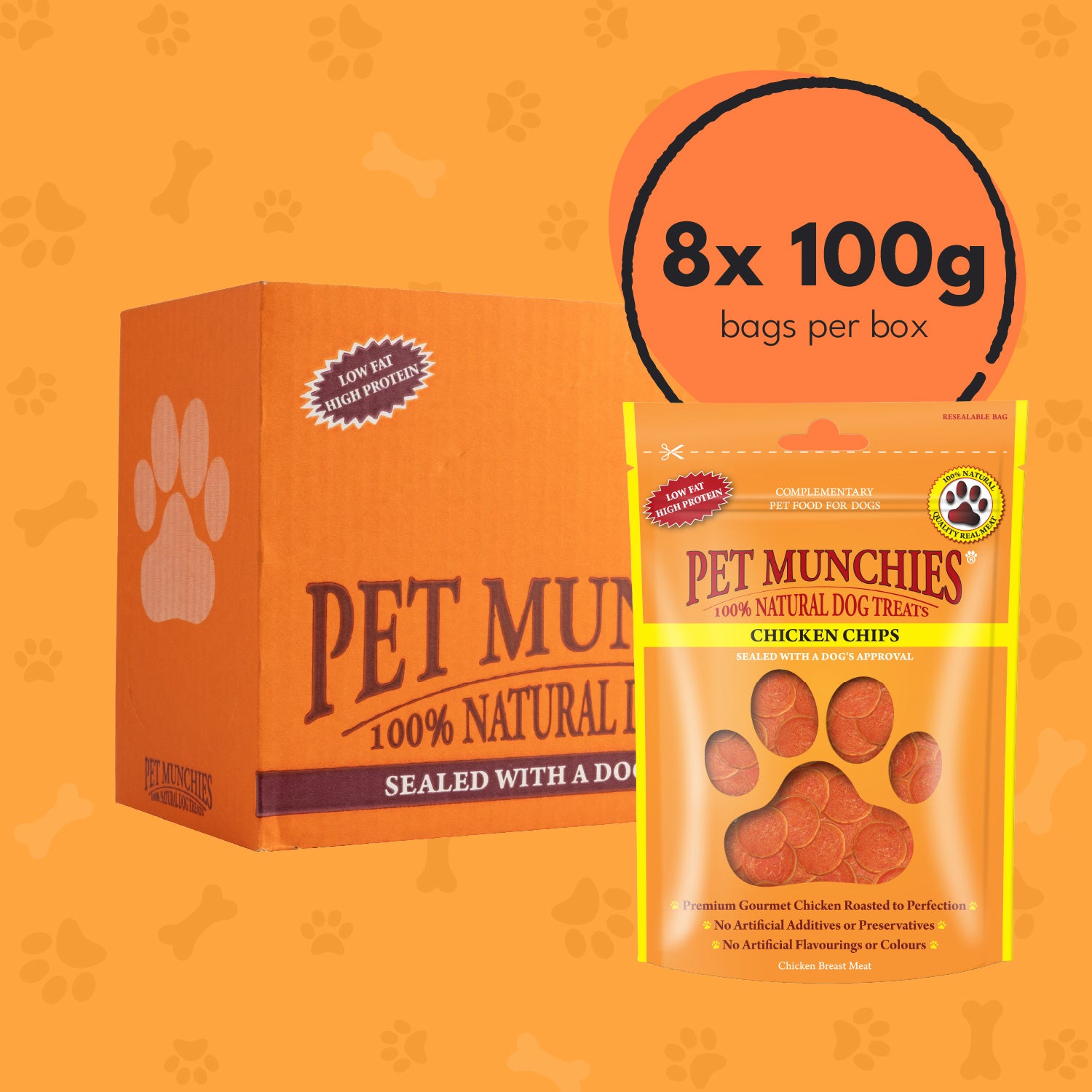 Pet Munchies Chicken Chips Dog Treats 100g - 8 Pack Bites