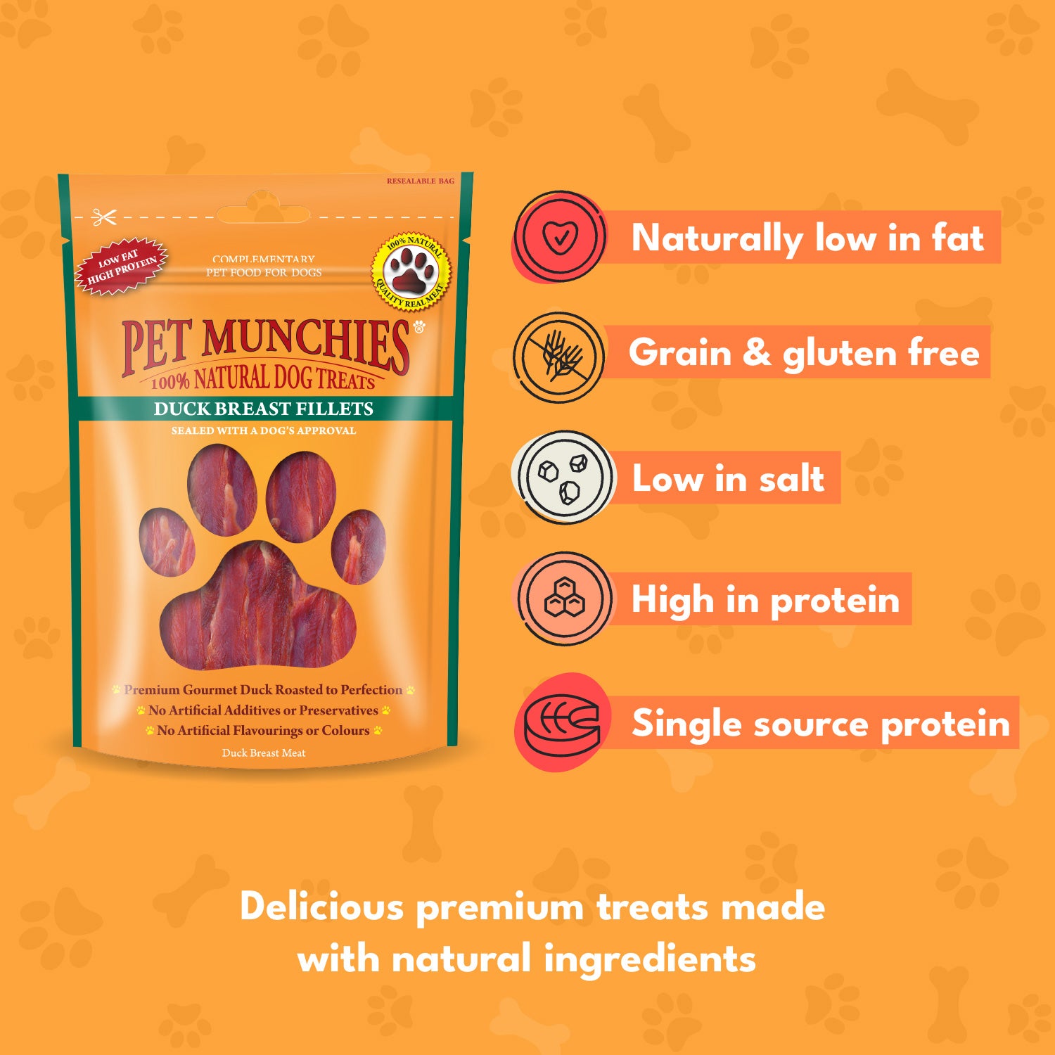 Pet Munchies Duck Breast Fillets Dog Treats 80g - 1 or 8 Pack Fillets