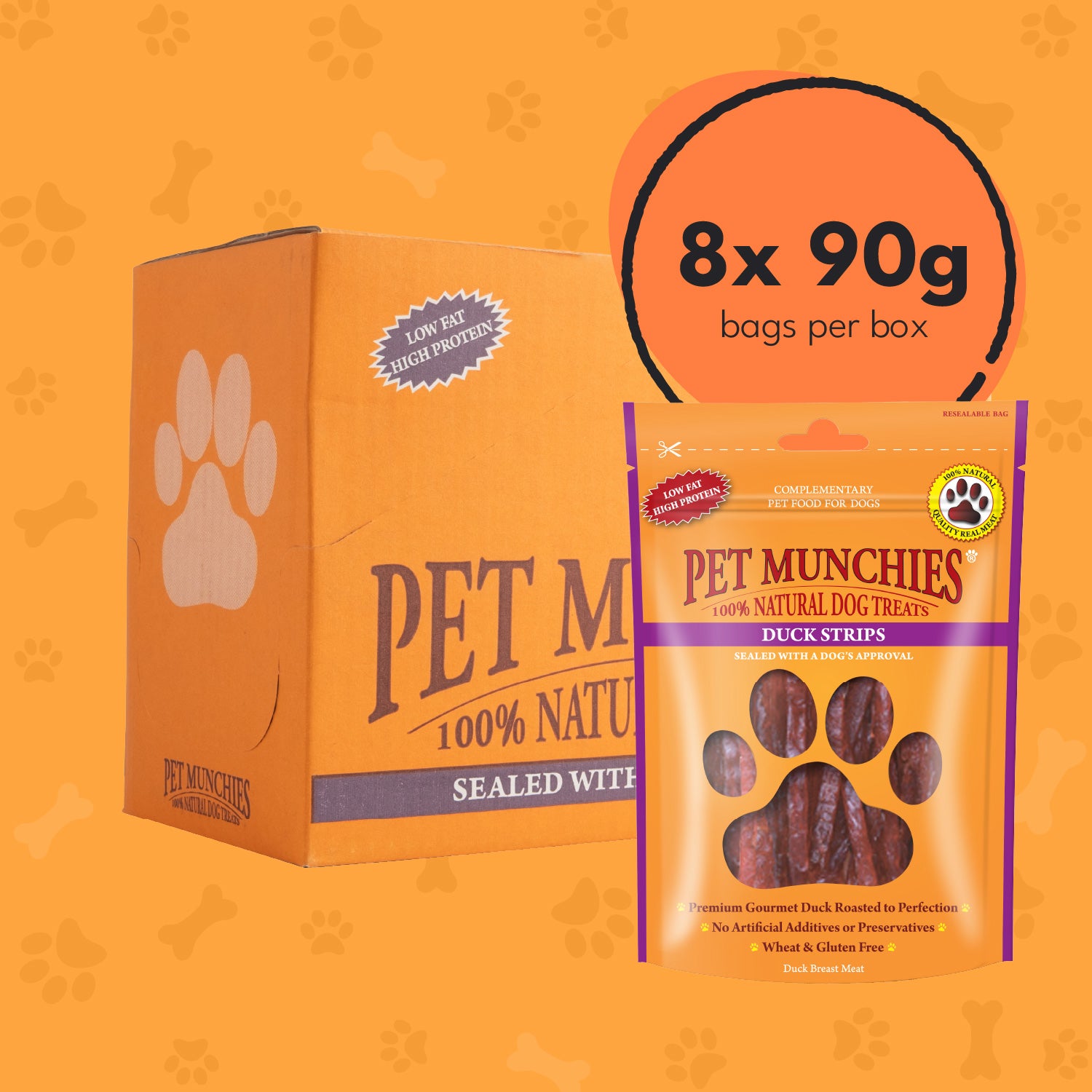 Pet Munchies Duck Strips Dog Treats 90g - 8 Pack