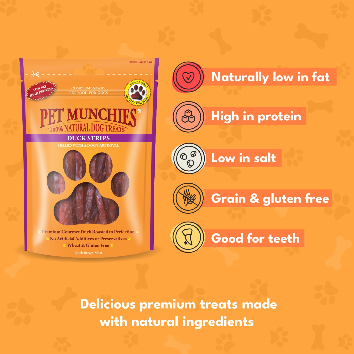 Pet Munchies Duck Strips Dog Treats 90g - 1 or 8 Pack Sticks, Strips & Twists
