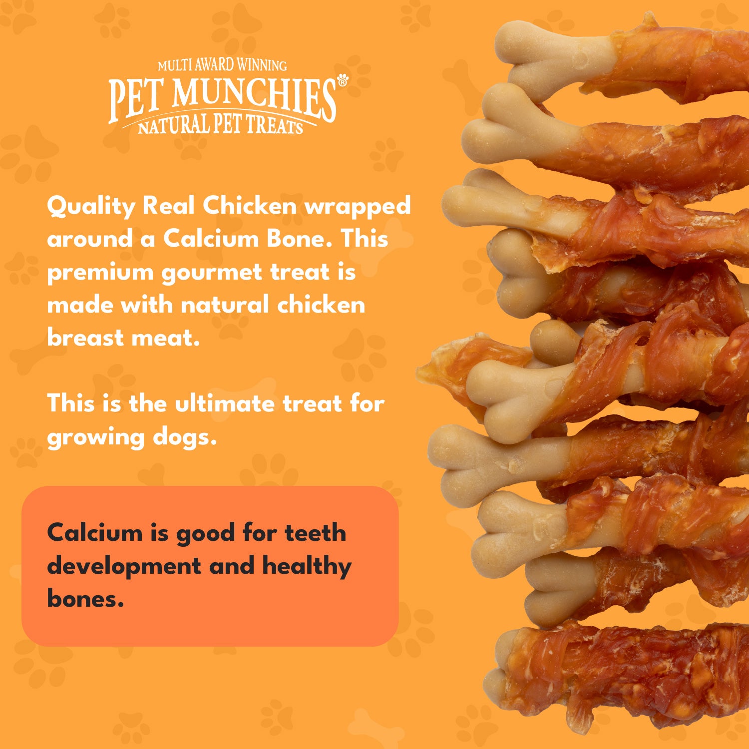 Pet Munchies Chicken and Calcium Bones Dog Treats 100g - 1 or 8 Pack