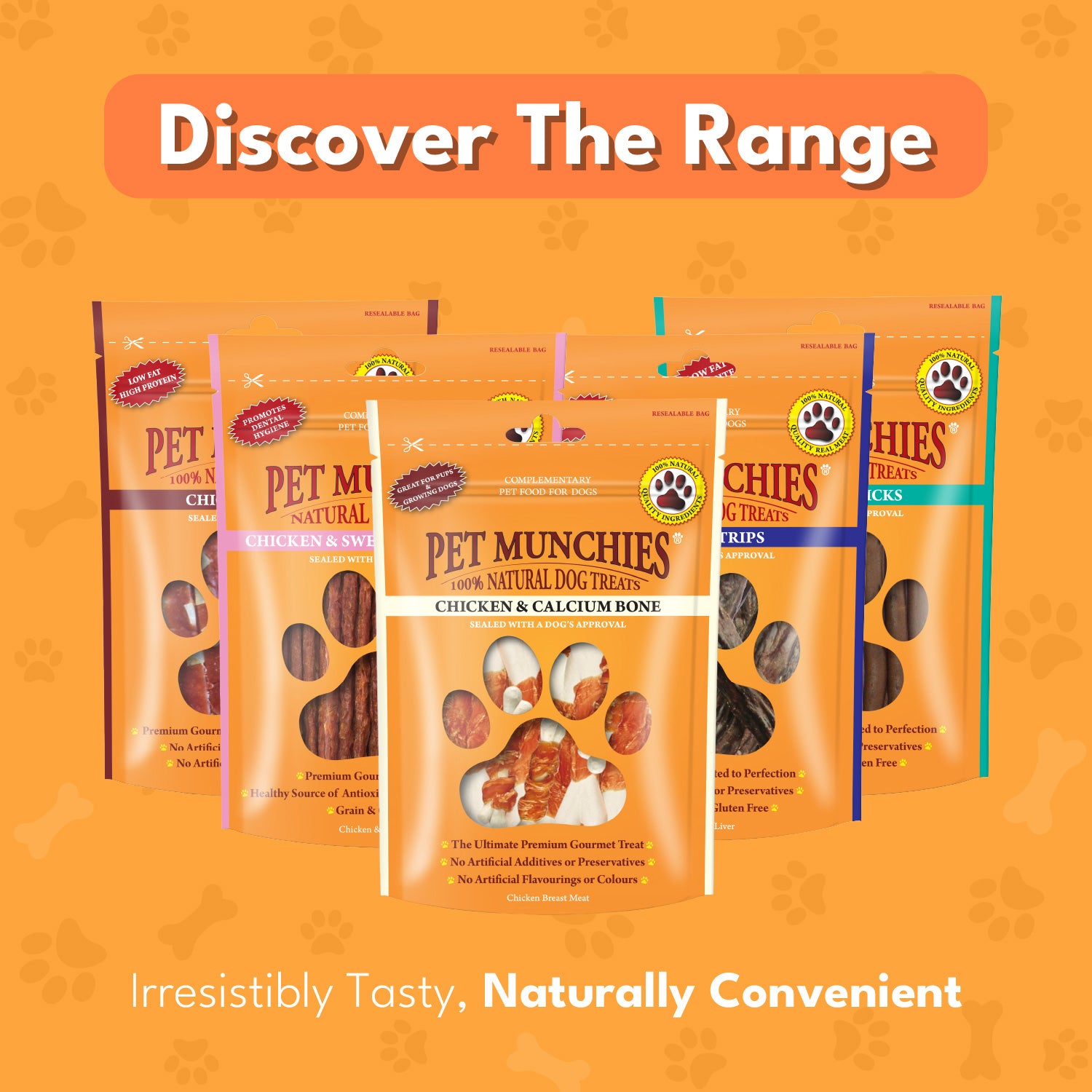 Pet Munchies Chicken and Calcium Bones Dog Treats 100g - 1 or 8 Pack