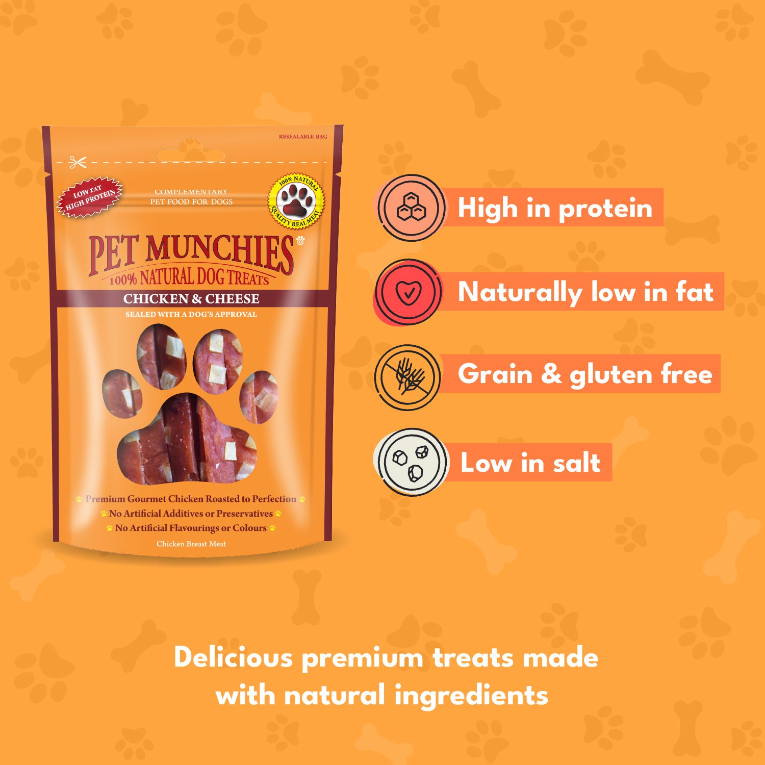 Pet Munchies Chicken and Cheese Dog Treats 100g - 1 or 8 Pack Sticks, Strips & Twists