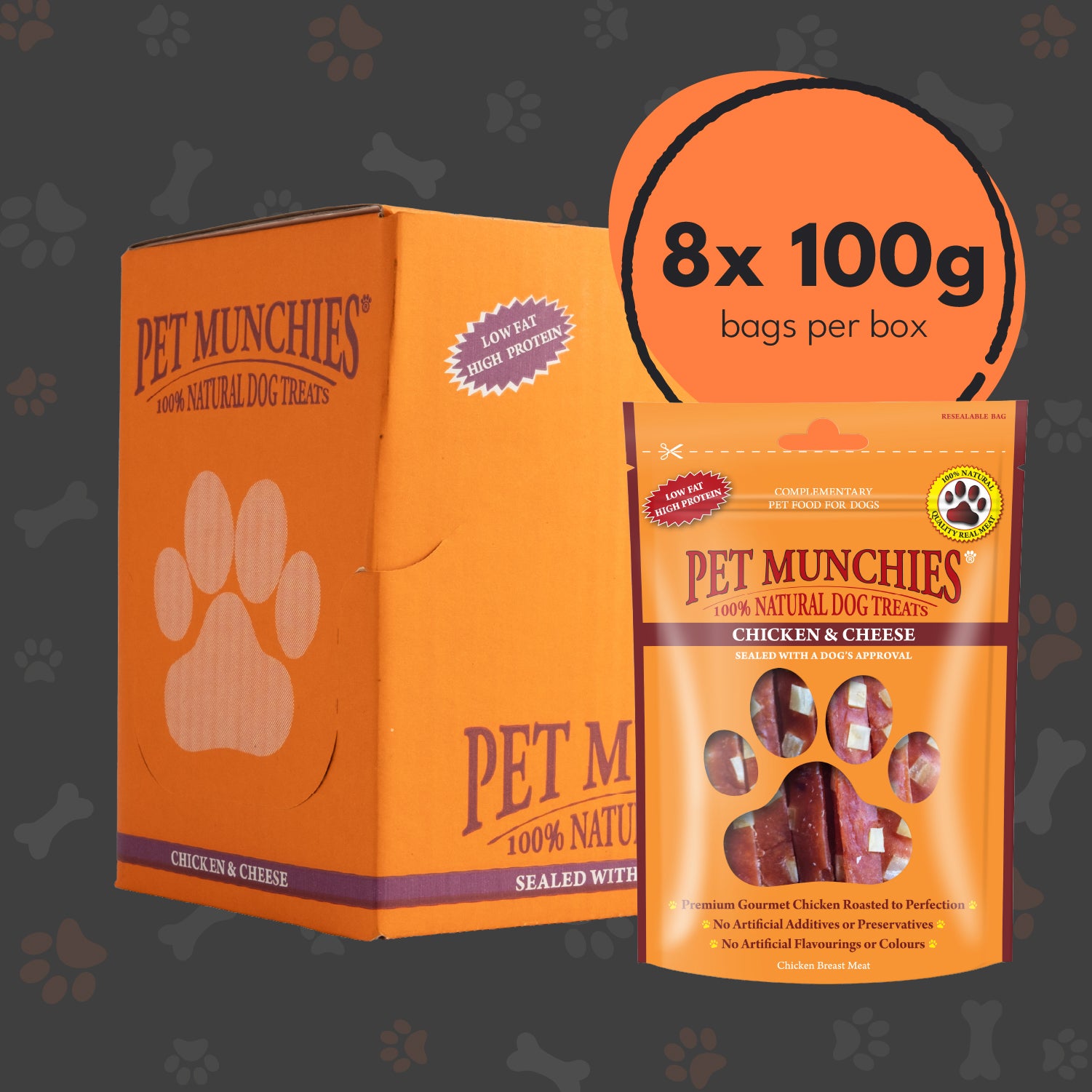 Pet Munchies Chicken and Cheese Dog Treats 100g - 1 or 8 Pack Sticks, Strips & Twists Multibuy deal - 8 x 100g