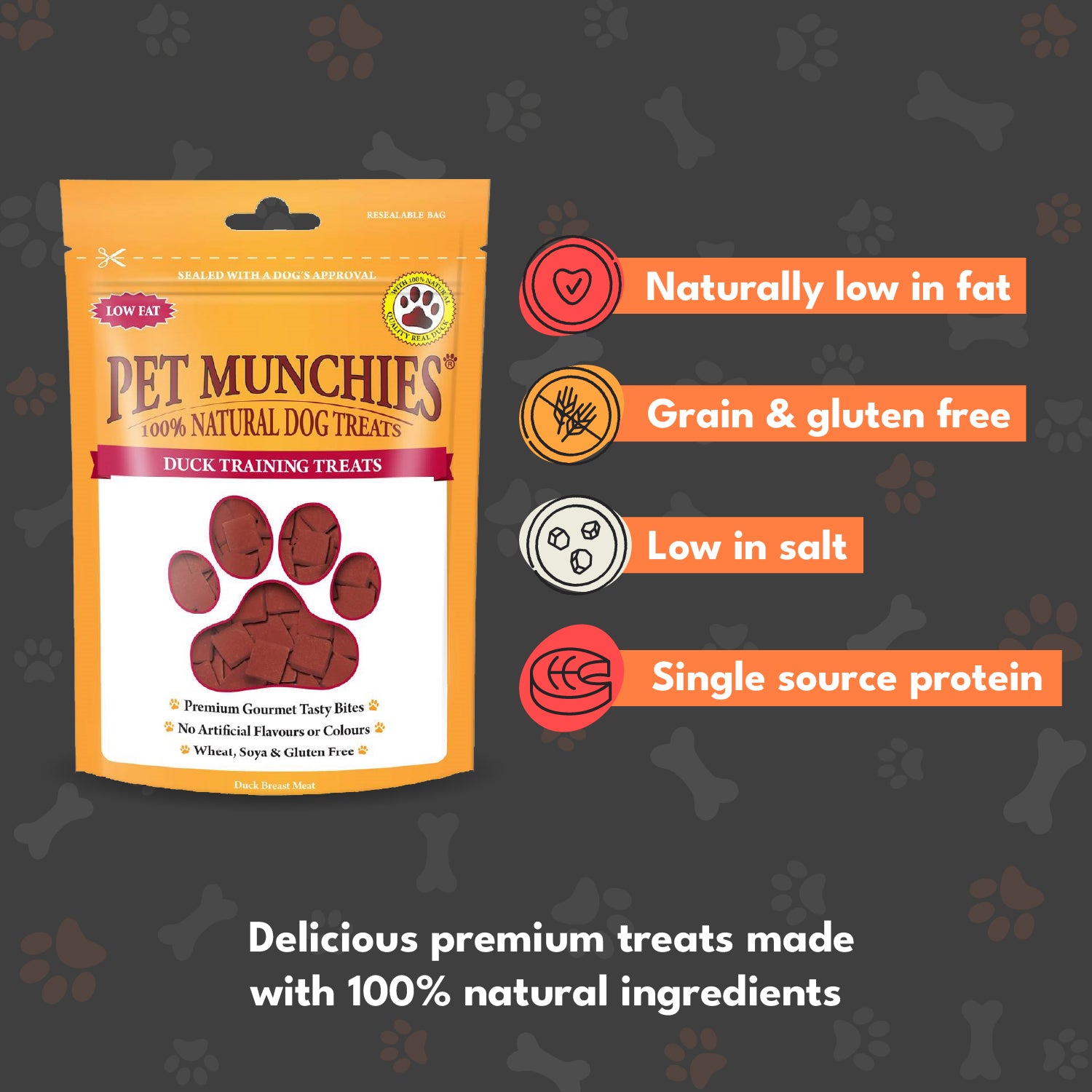 Pet Munchies Duck Dog Training Treats 50g - 1 or 8 Pack Training