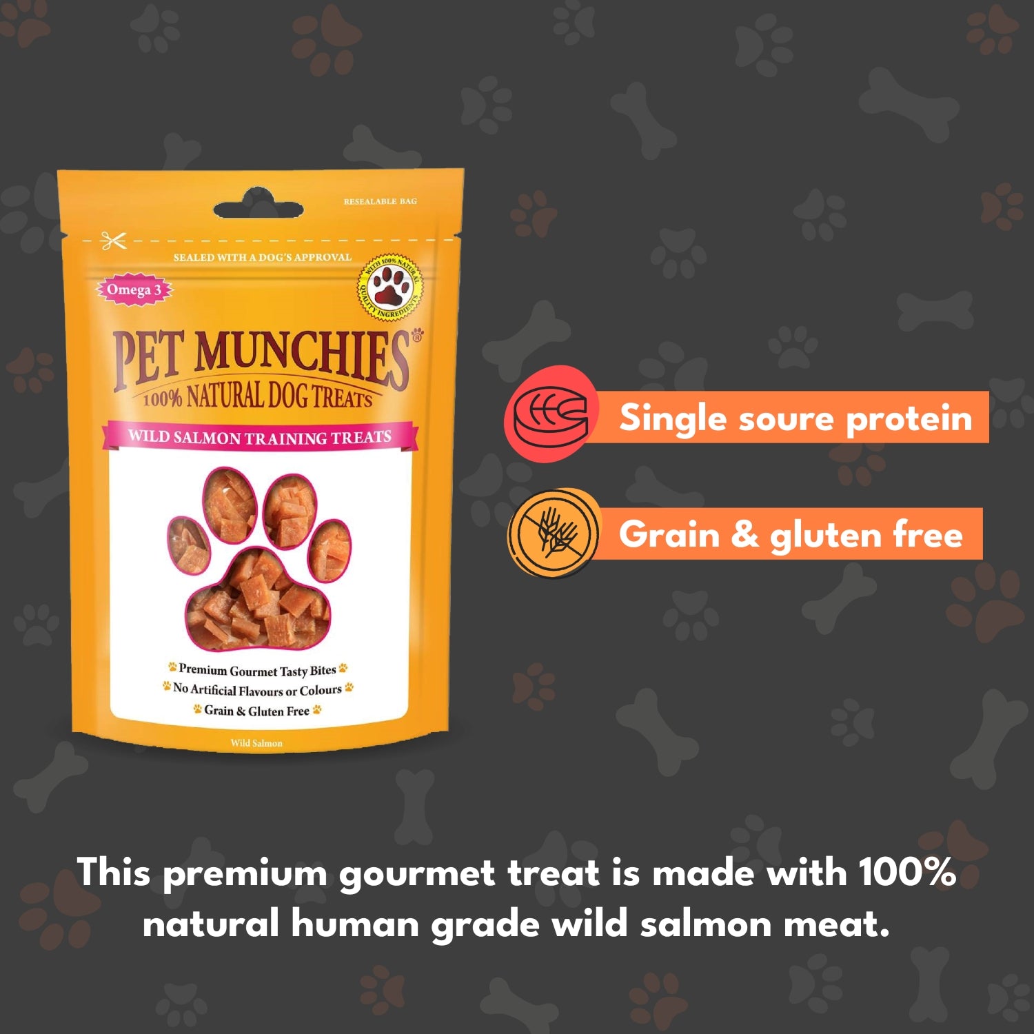 Pet Munchies Wild Salmon Dog Training Treats 50g - 1 or 8 Pack Training
