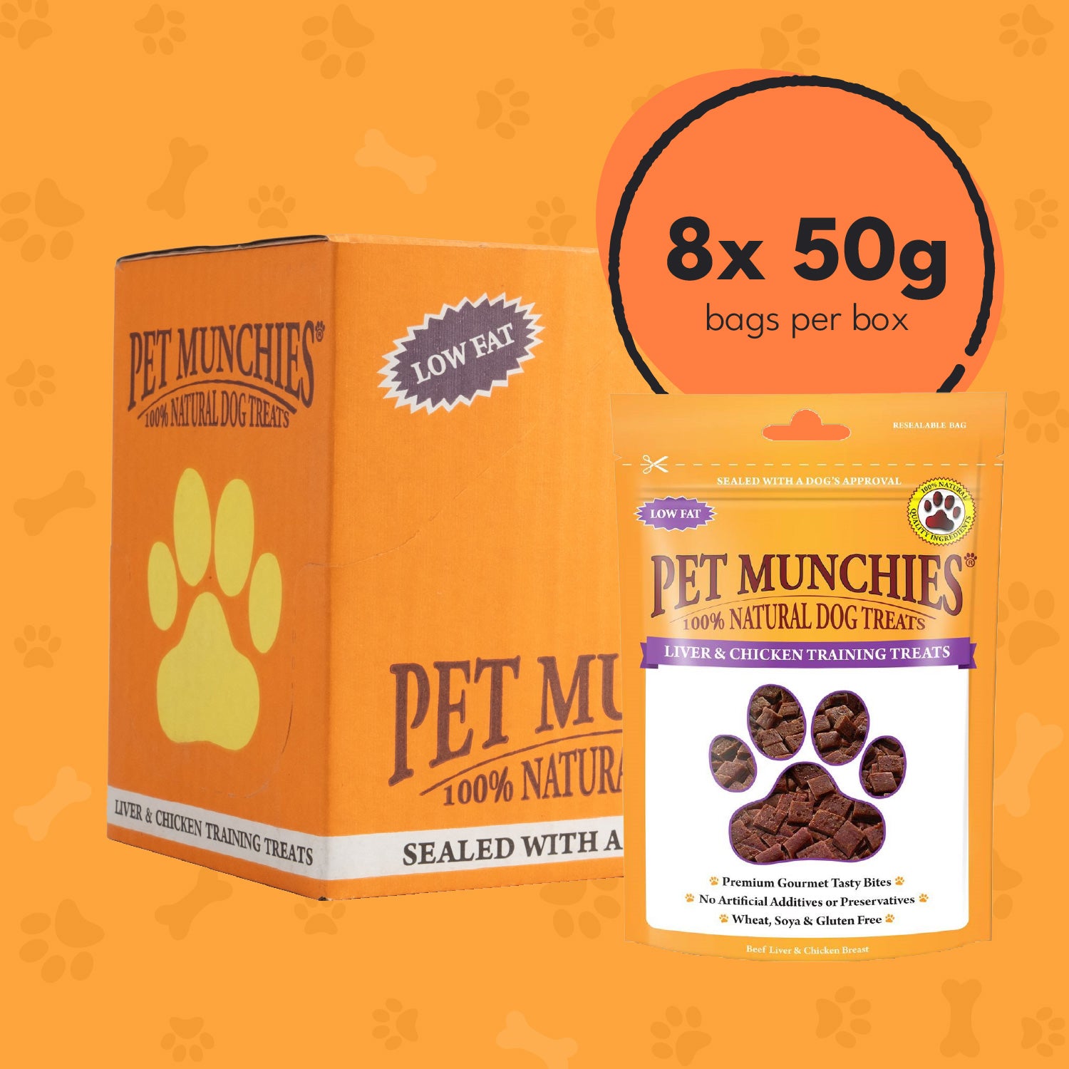 Pet Munchies Liver and Chicken Dog Training Treats 50g - 8 Pack