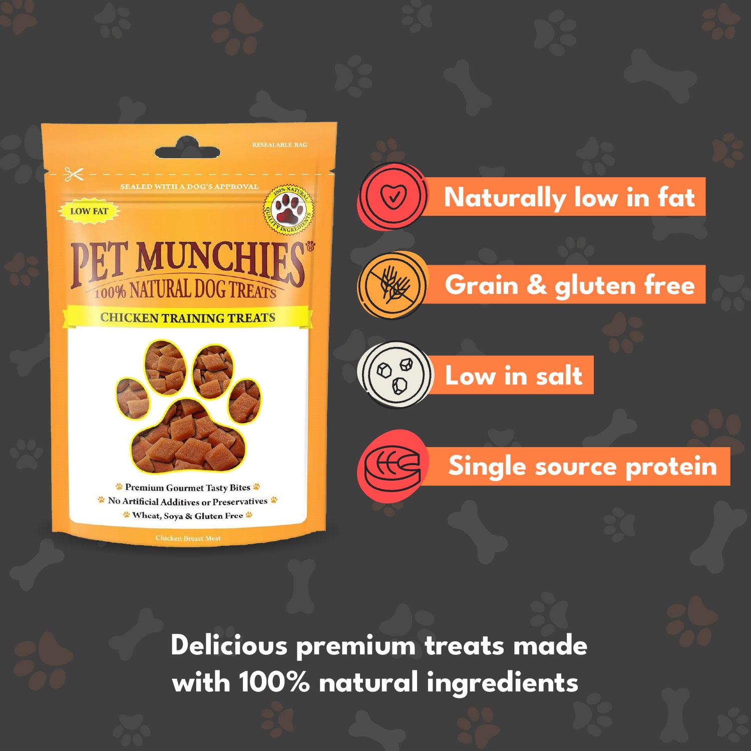 Pet Munchies Chicken Dog Training Treats 50g - 1 or 8 Pack Training