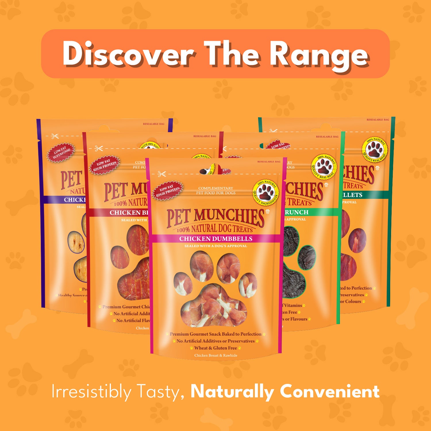 Pet Munchies Chicken and Rawhide Dumbbells Dog Treats 80g - 1 or 8 Pack