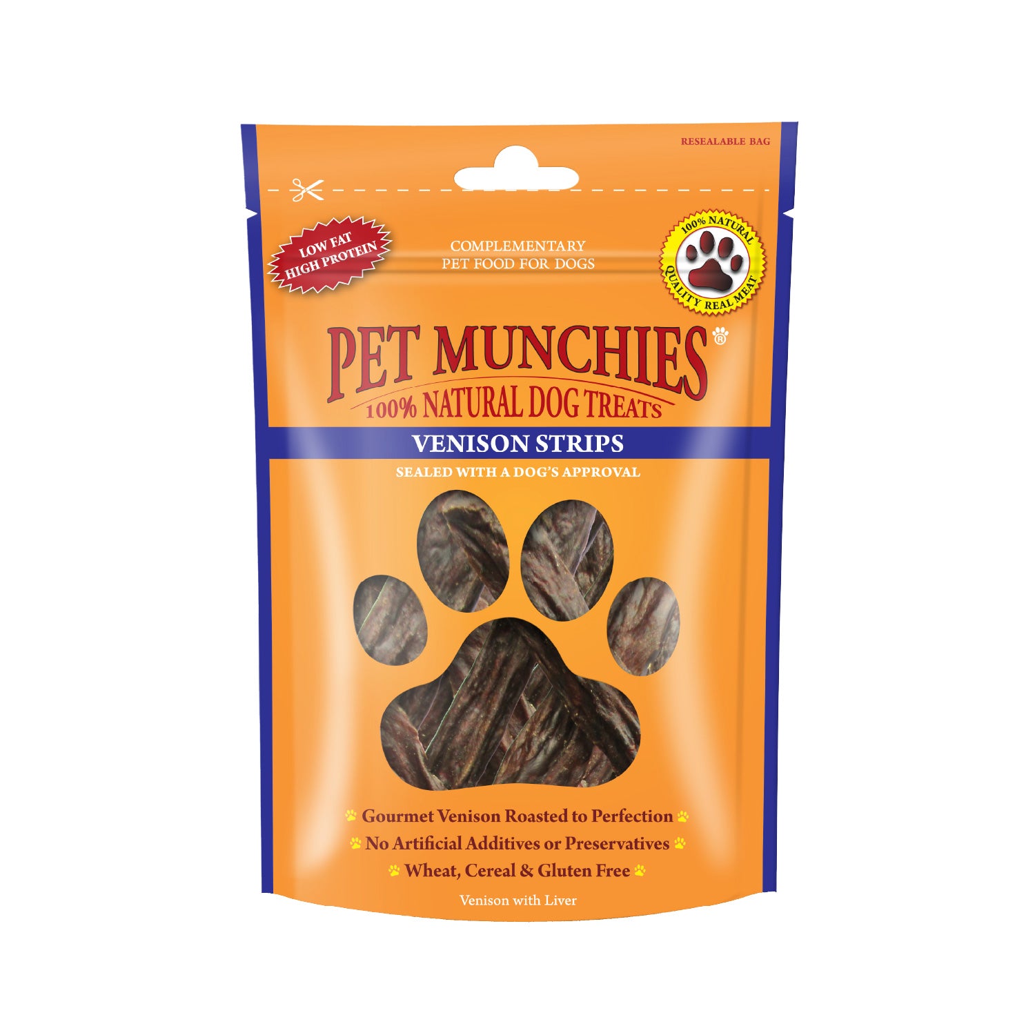 Pet Munchies Venison Strips Dog Treats 75g - 1 Pack