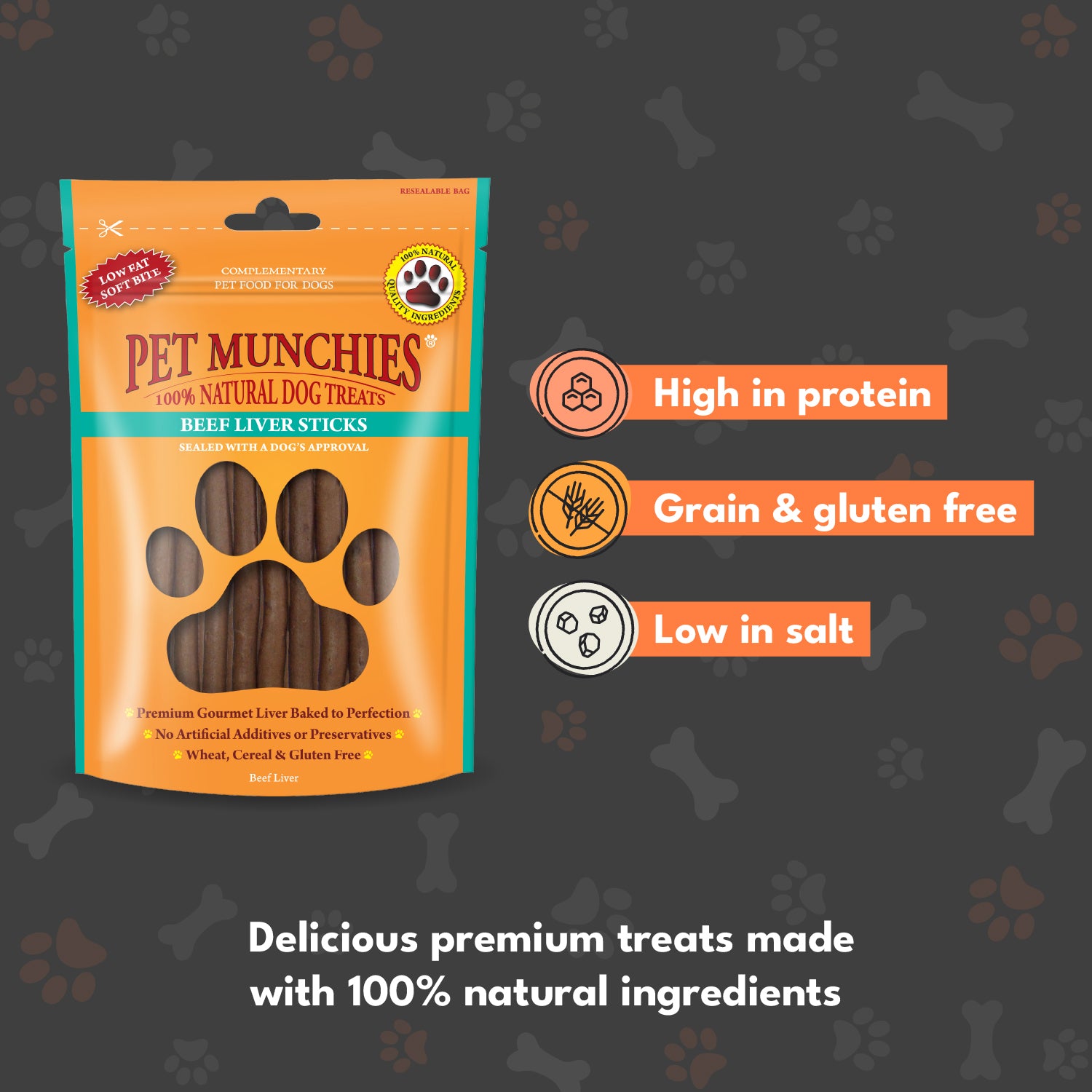 Pet Munchies Beef Liver Sticks Dog Treats 90g - 1 or 8 Pack Sticks, Strips & Twists
