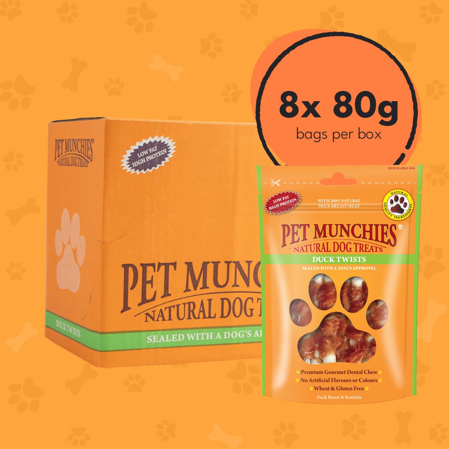 Pet Munchies Duck Twists Dog Treats 80g - 8 Pack