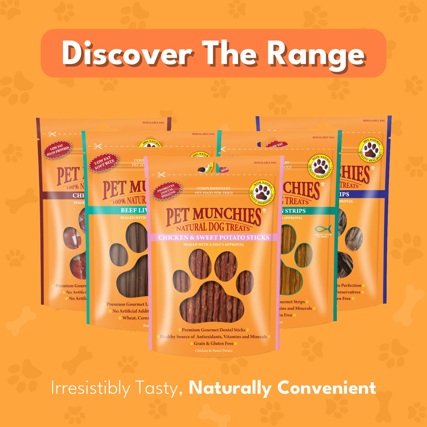 Pet Munchies Chicken and Sweet Potato Dog Treats 90g - 1 or 8 Pack Sticks, Strips & Twists