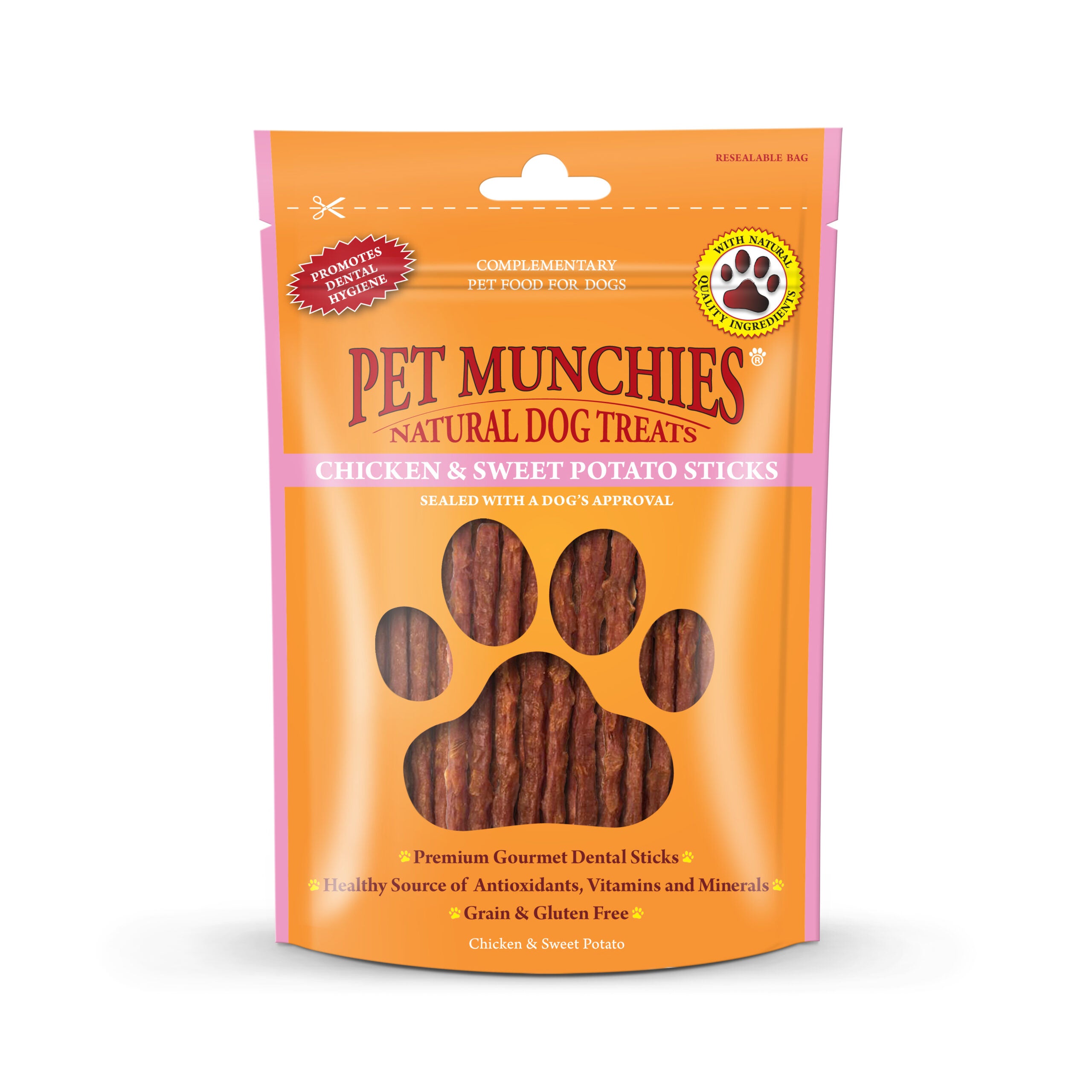 Pet Munchies Chicken and Sweet Potato Dog Treats 90g - 1 or 8 Pack Sticks, Strips & Twists Single pack - 1 x 90g