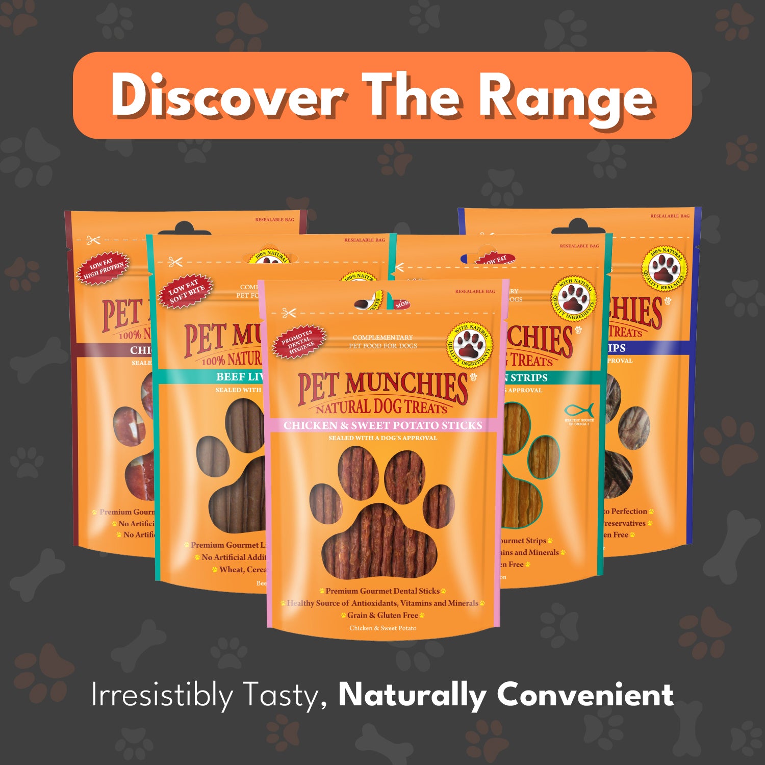 Pet Munchies Chicken and Sweet Potato Dog Treats 90g - 1 or 8 Pack Sticks, Strips & Twists