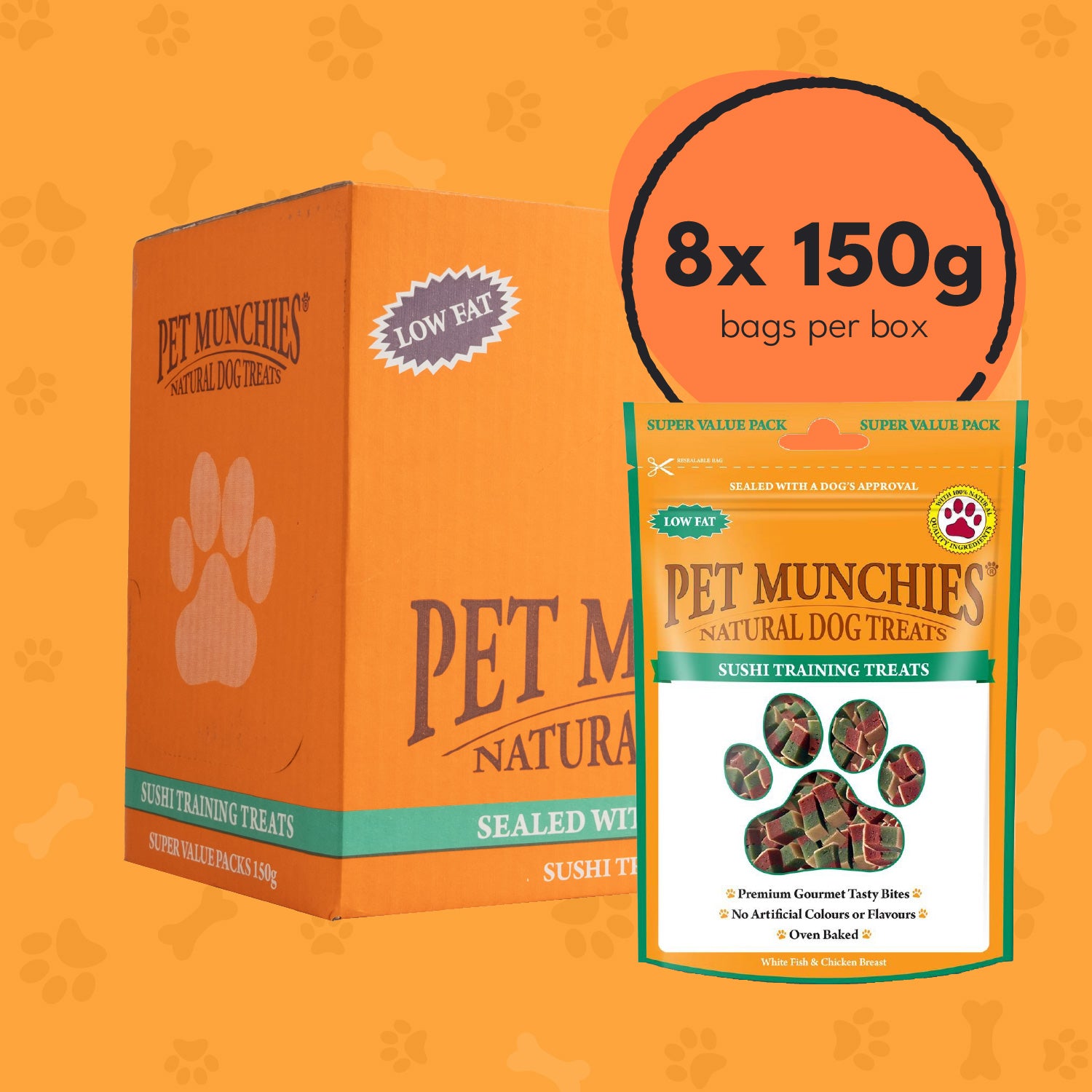 Pet Munchies Sushi Training Dog Treats 150g - 8 Pack