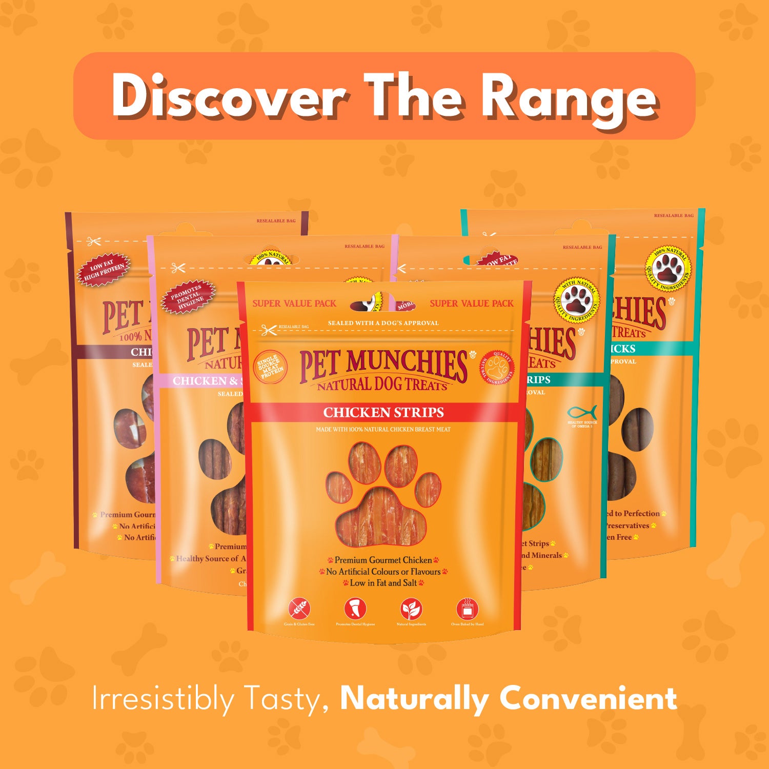 Pet Munchies Chicken Strips Dog Treats 320g - 1 or 3 Pack Sticks, Strips & Twists