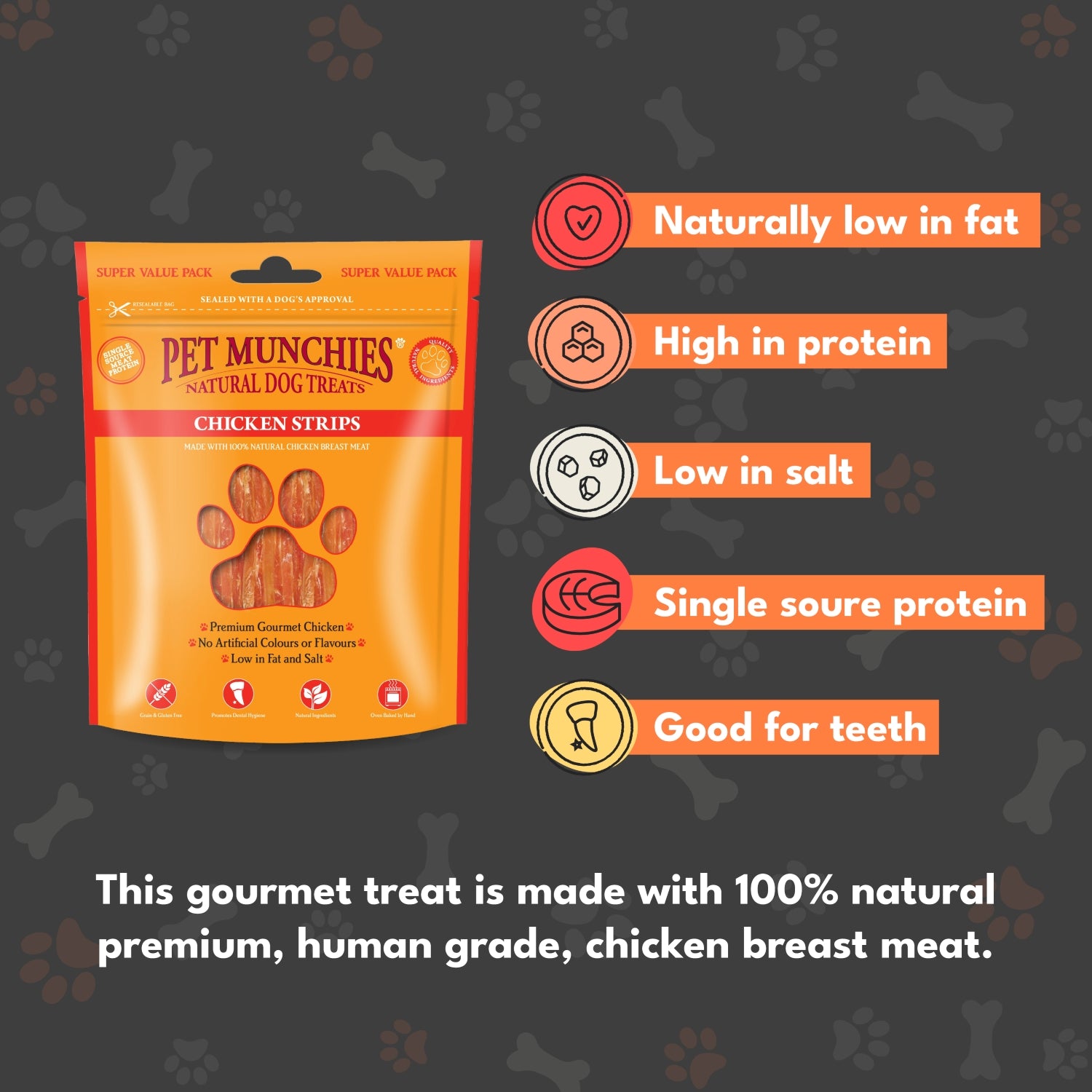 Pet Munchies Chicken Strips Dog Treats 320g - 1 or 3 Pack Sticks, Strips & Twists