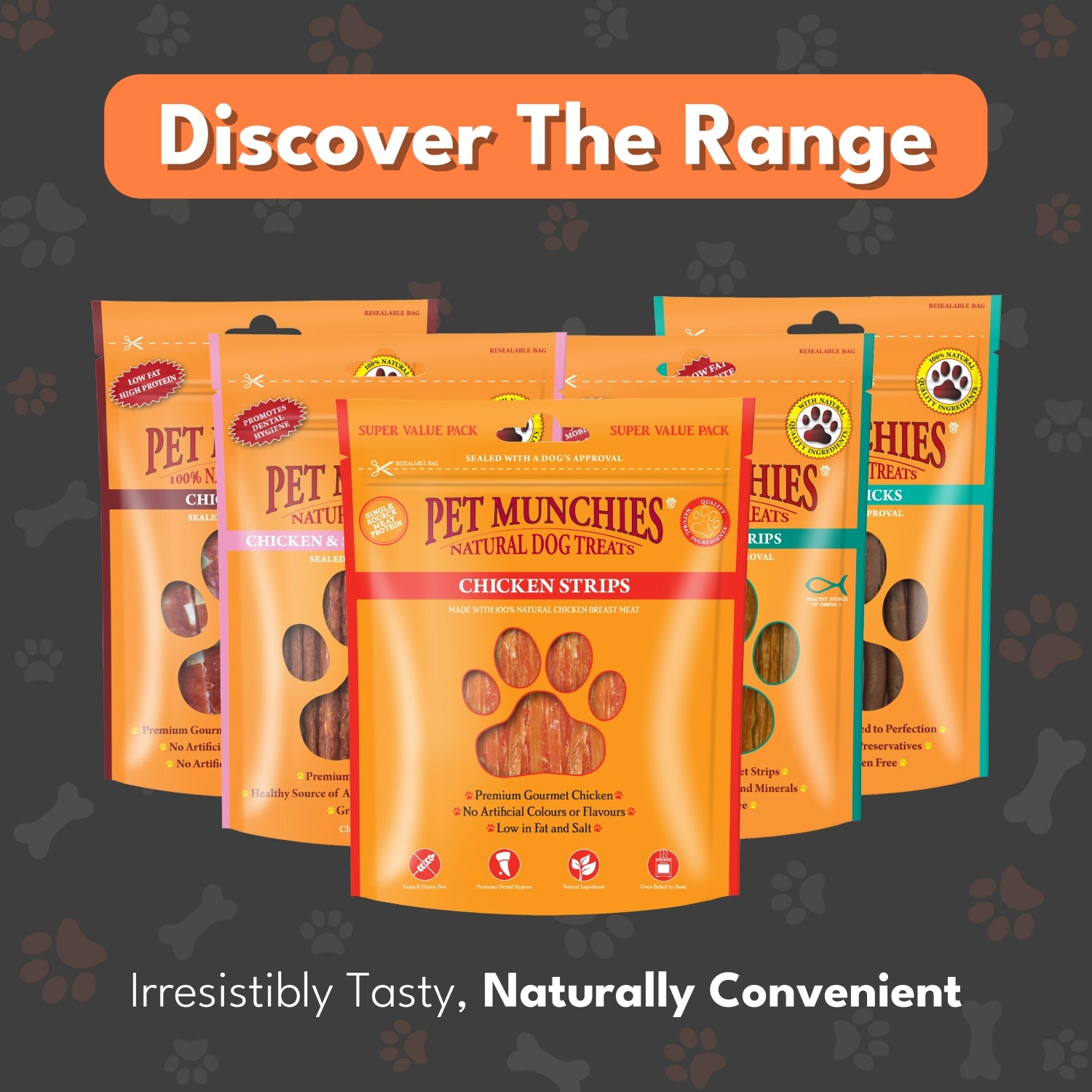 Pet Munchies Chicken Strips Dog Treats 320g - 1 or 3 Pack Sticks, Strips & Twists