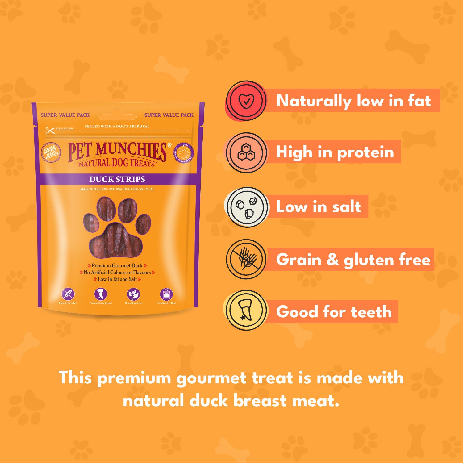 Pet Munchies Duck Strips Dog Treats 320g - 1 or 3 Pack Sticks, Strips & Twists