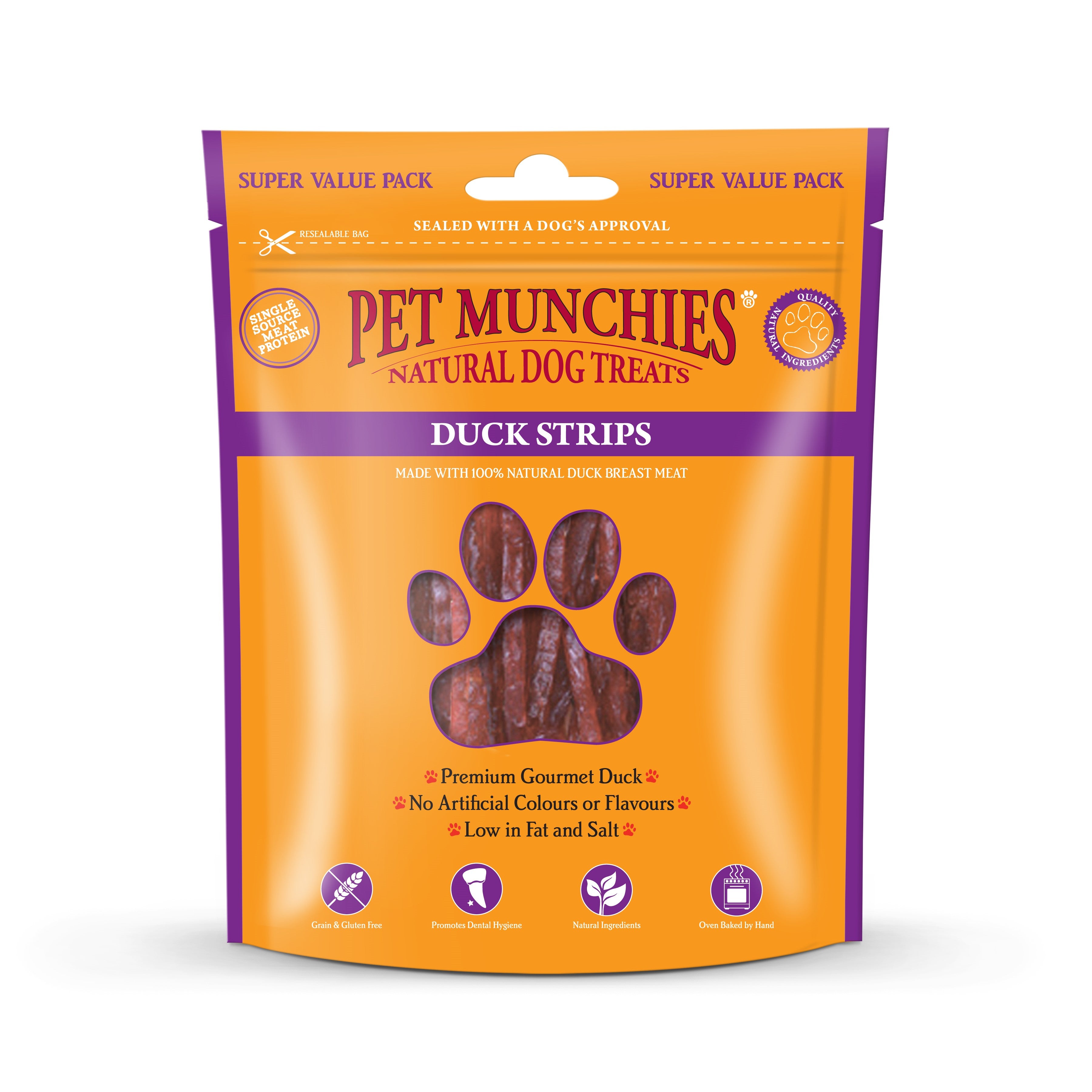 Pet Munchies Duck Strips Dog Treats 320g - 1 or 3 Pack