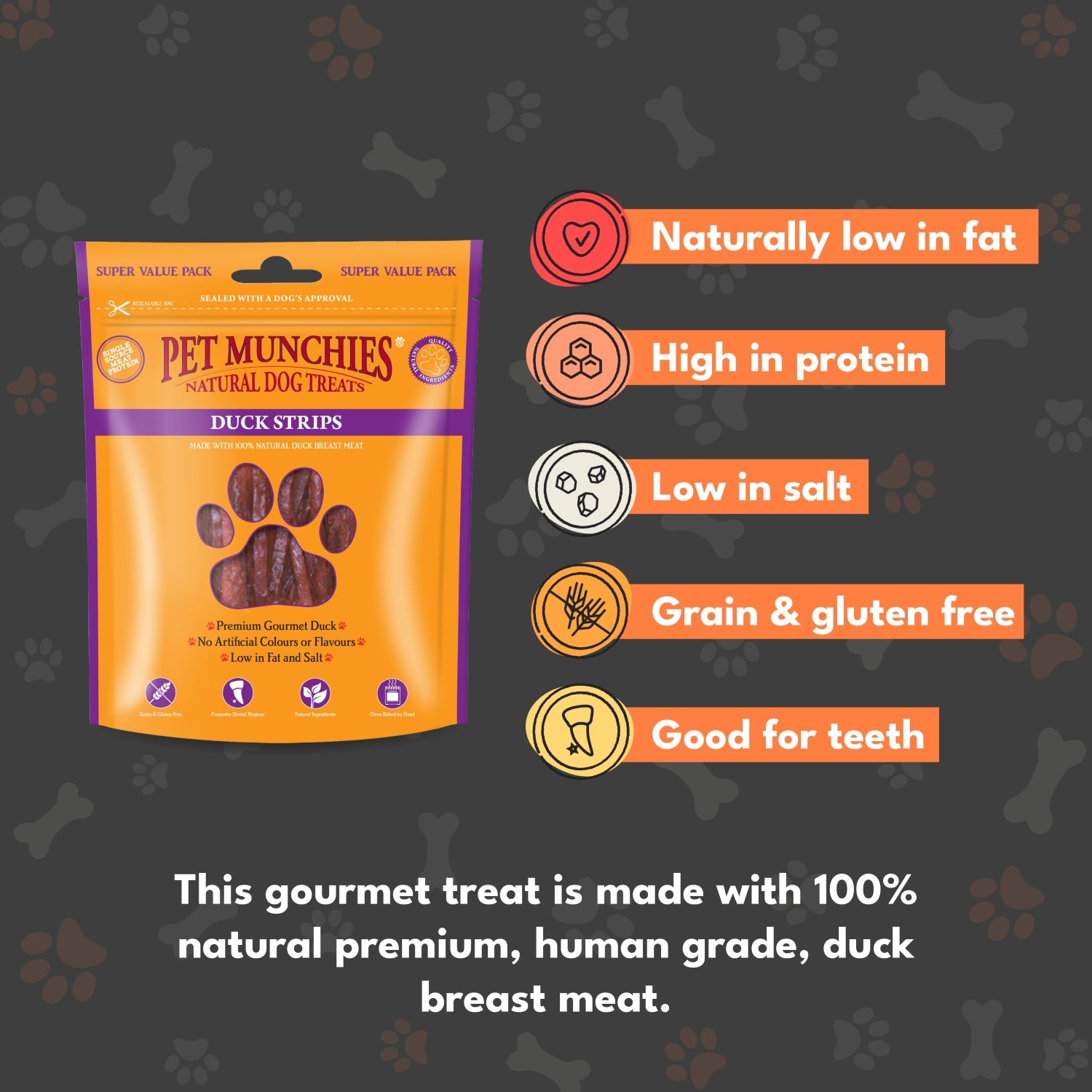 Pet Munchies Duck Strips Dog Treats 320g - 1 or 3 Pack Sticks, Strips & Twists