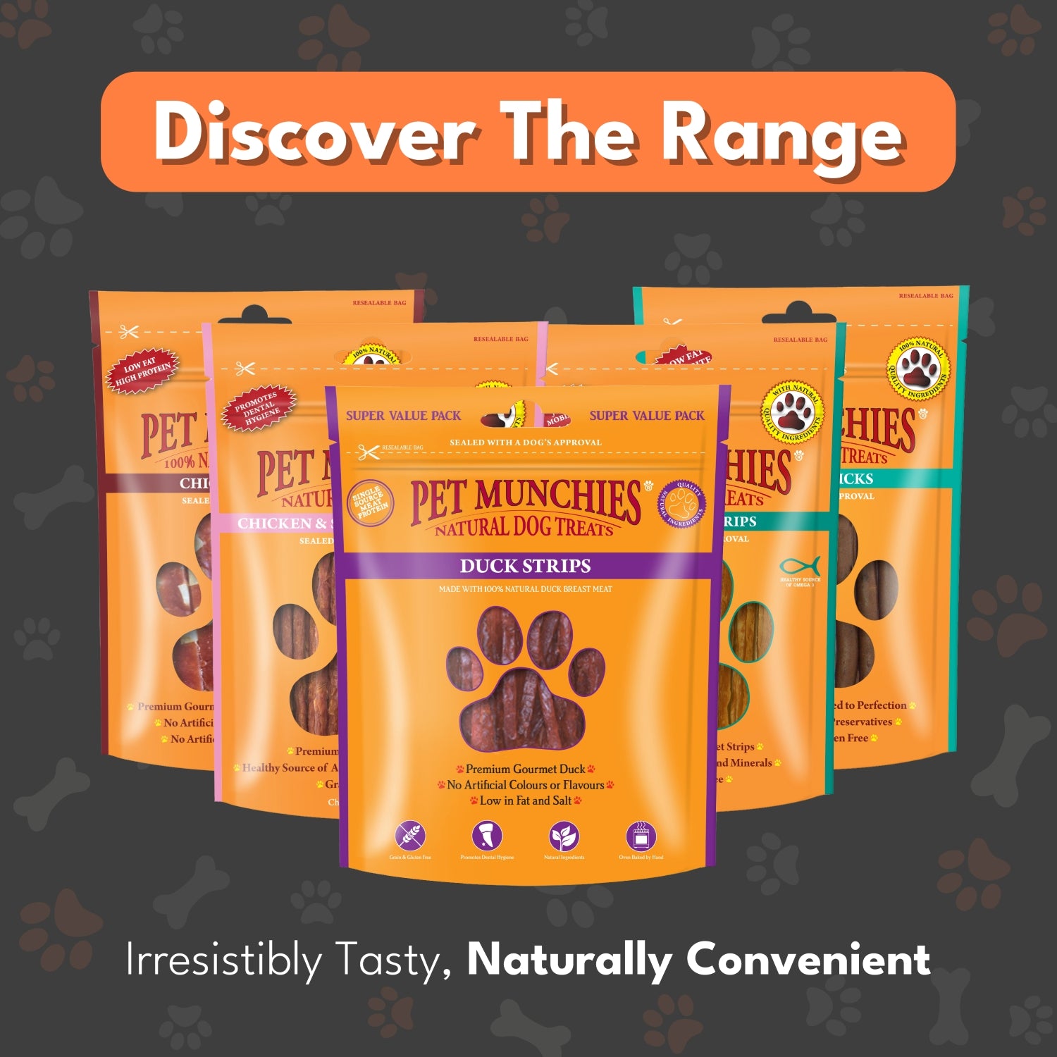 Pet Munchies Duck Strips Dog Treats 320g - 1 or 3 Pack Sticks, Strips & Twists