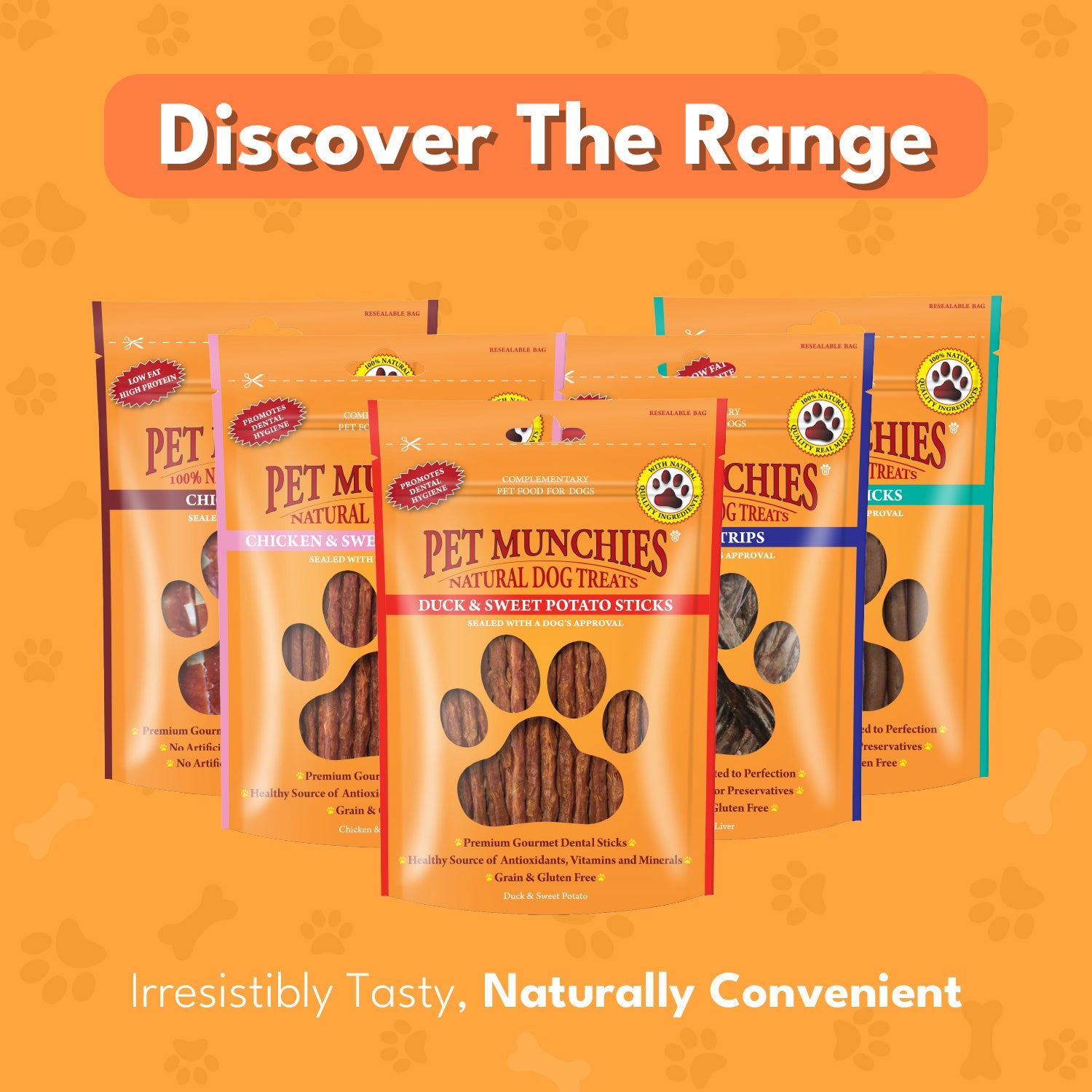 Pet Munchies Duck and Sweet Potato Dog Treats 90g - 1 or 8 Pack Sticks, Strips & Twists