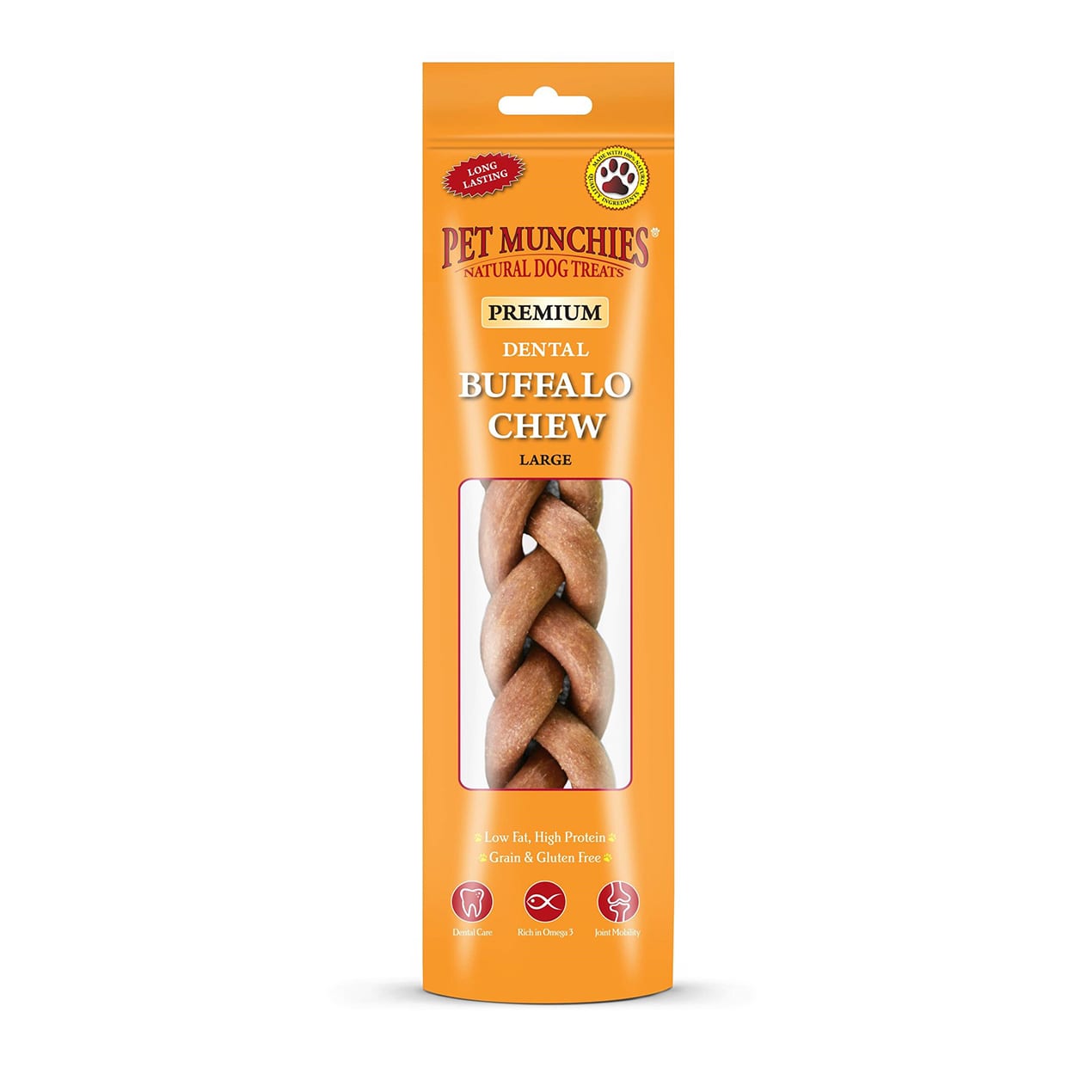 Pet Munchies Large Dental Buffalo Dog Chews 90g - 1 or 8 Pack Dental Chews Single pack - 1 x 90g