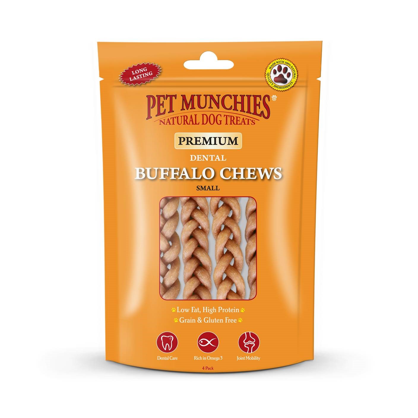 Pet Munchies Small Dental Buffalo Dog Chews 55g (4 chews) - 1 or 8 Pack