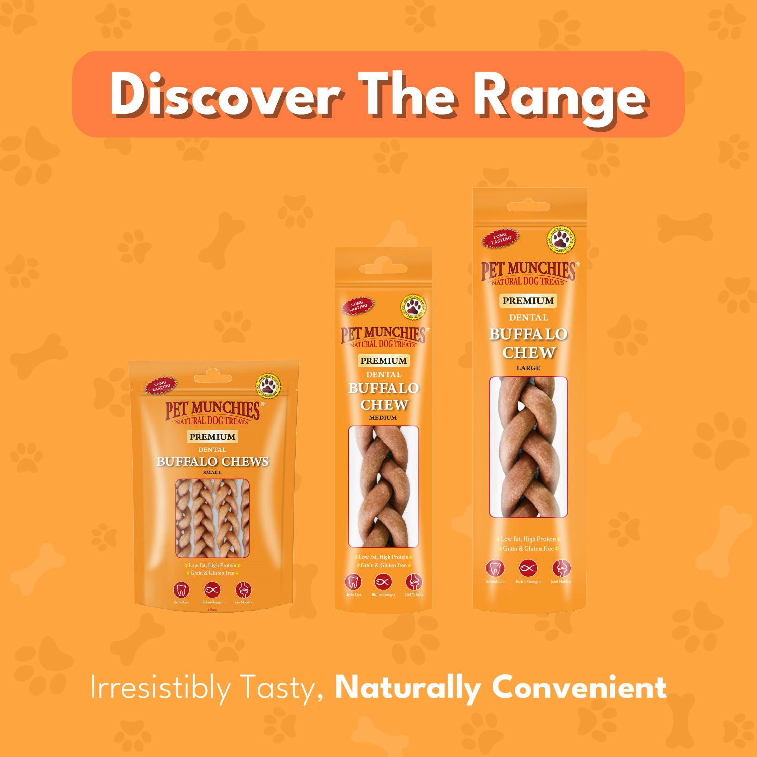 Pet Munchies Large Dental Buffalo Dog Chews 90g - 1 or 8 Pack Dental Chews