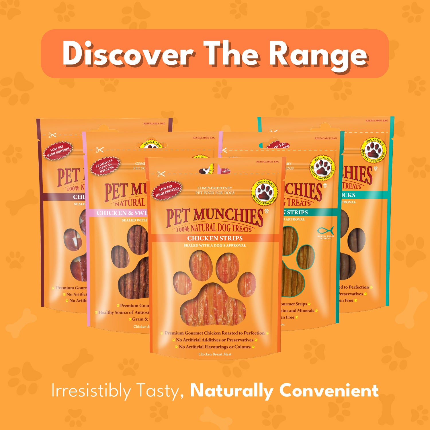 Pet Munchies Chicken Strips Dog Treats 90g - 1 or 8 Pack Sticks, Strips & Twists