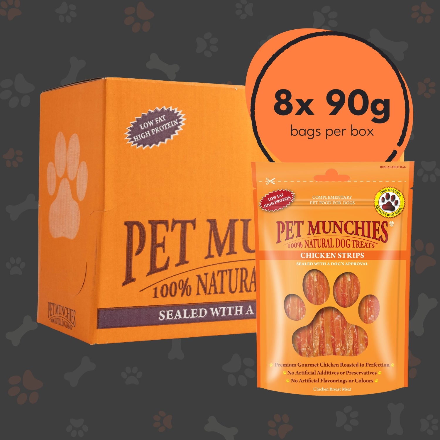 Pet Munchies Chicken Strips Dog Treats 90g - 1 or 8 Pack Sticks, Strips & Twists Multibuy deal - 8 x 90g