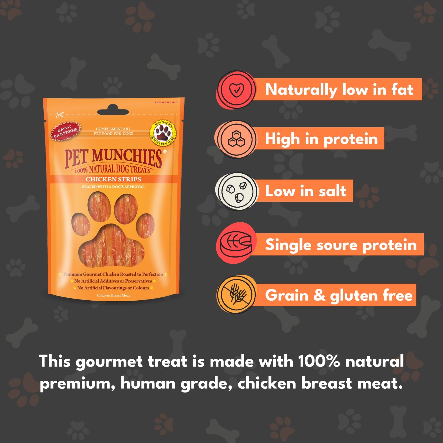 Pet Munchies Chicken Strips Dog Treats 90g - 1 or 8 Pack Sticks, Strips & Twists