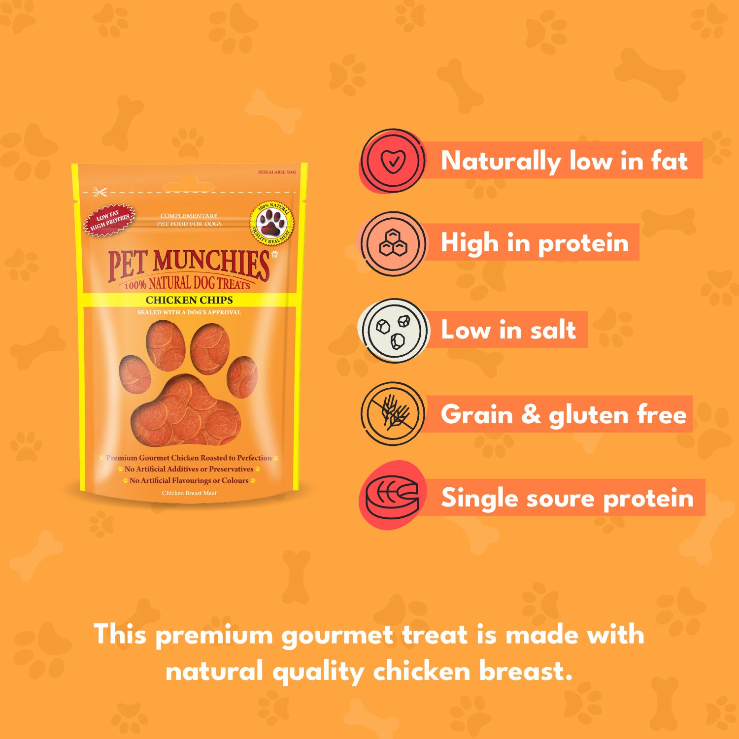 Pet Munchies Chicken Chips Dog Treats 100g - 1 or 8 Pack Bites