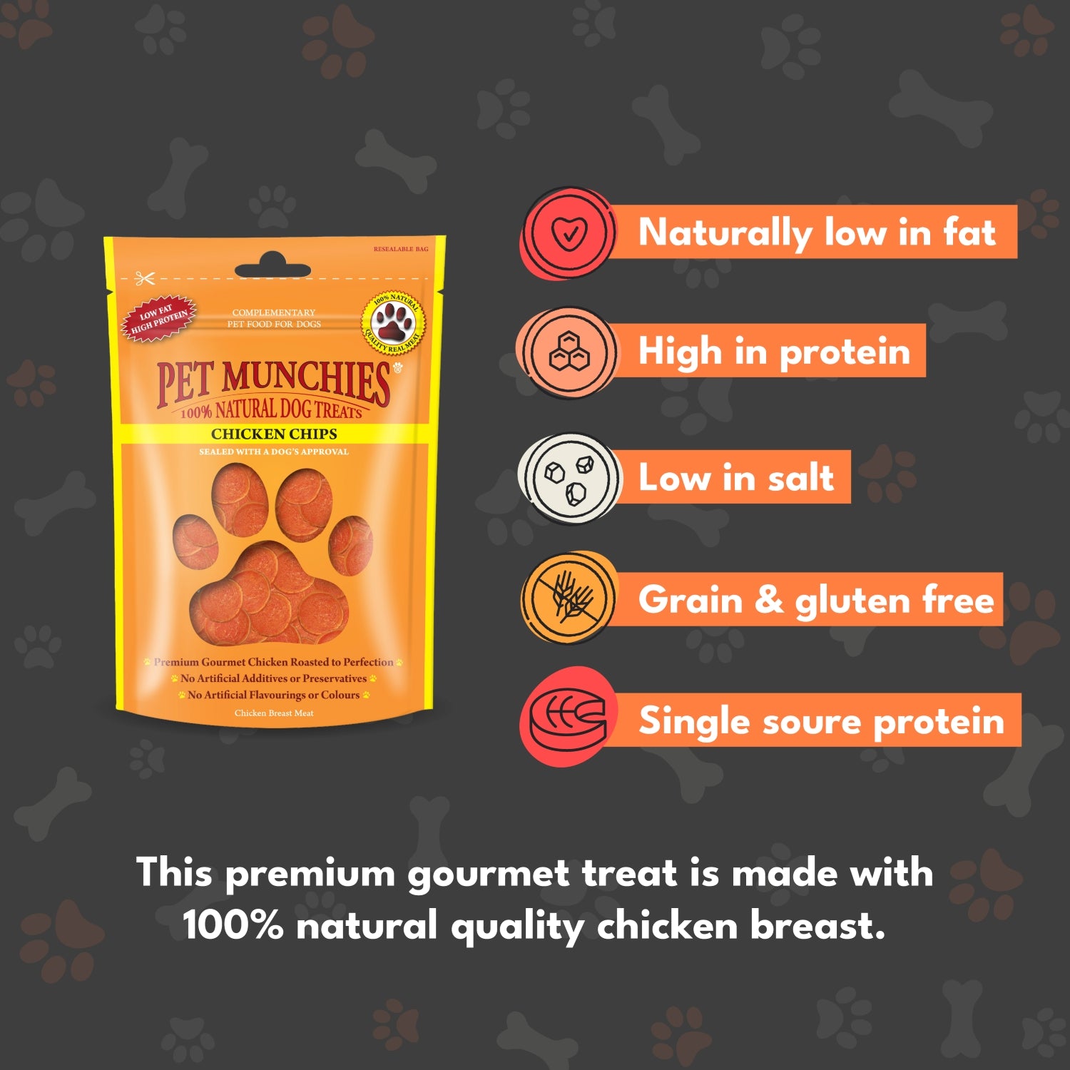 Pet Munchies Chicken Chips Dog Treats 100g - 1 or 8 Pack Bites