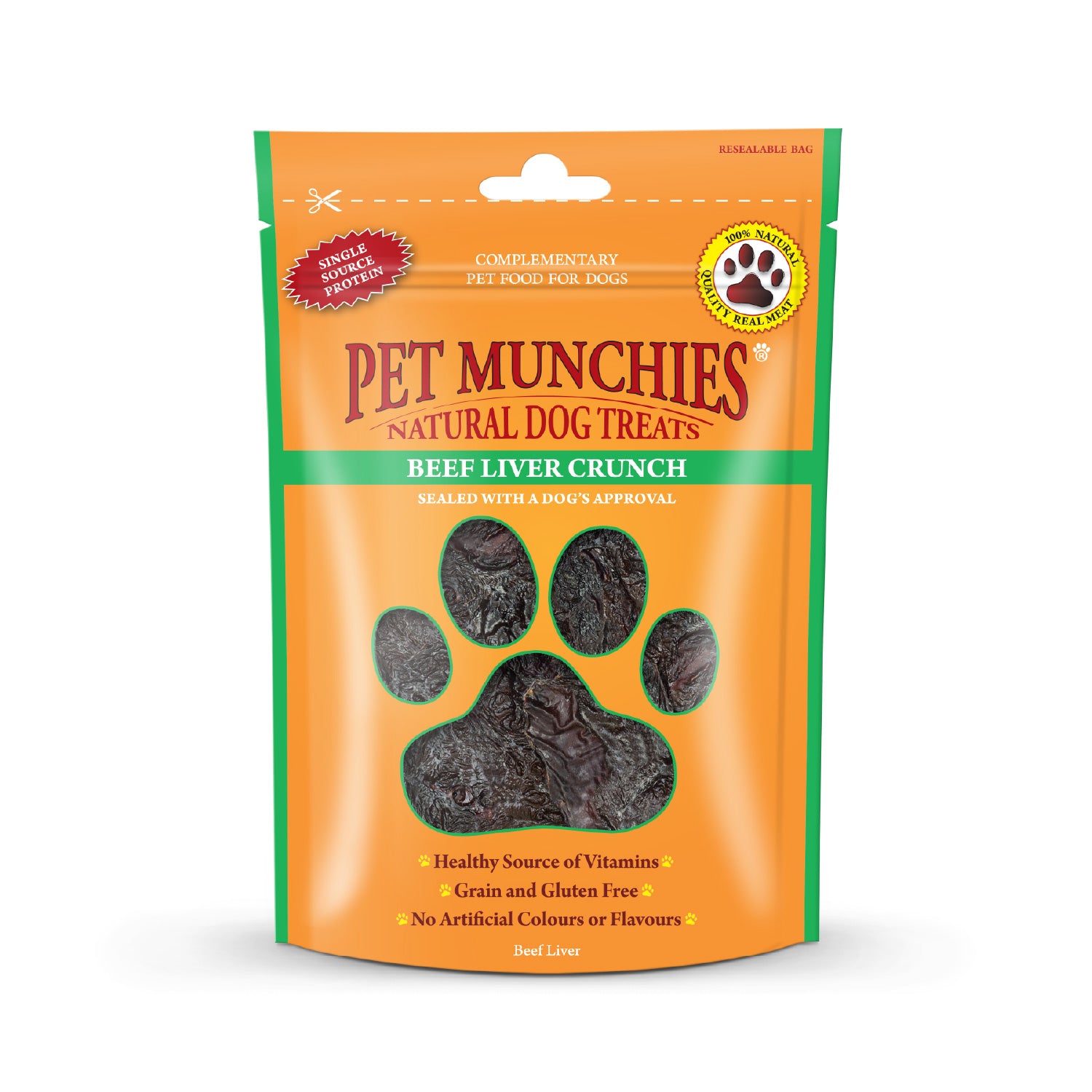 Pet Munchies Beef Liver Crunch Dog Treats 90g - 1 Pack Bites
