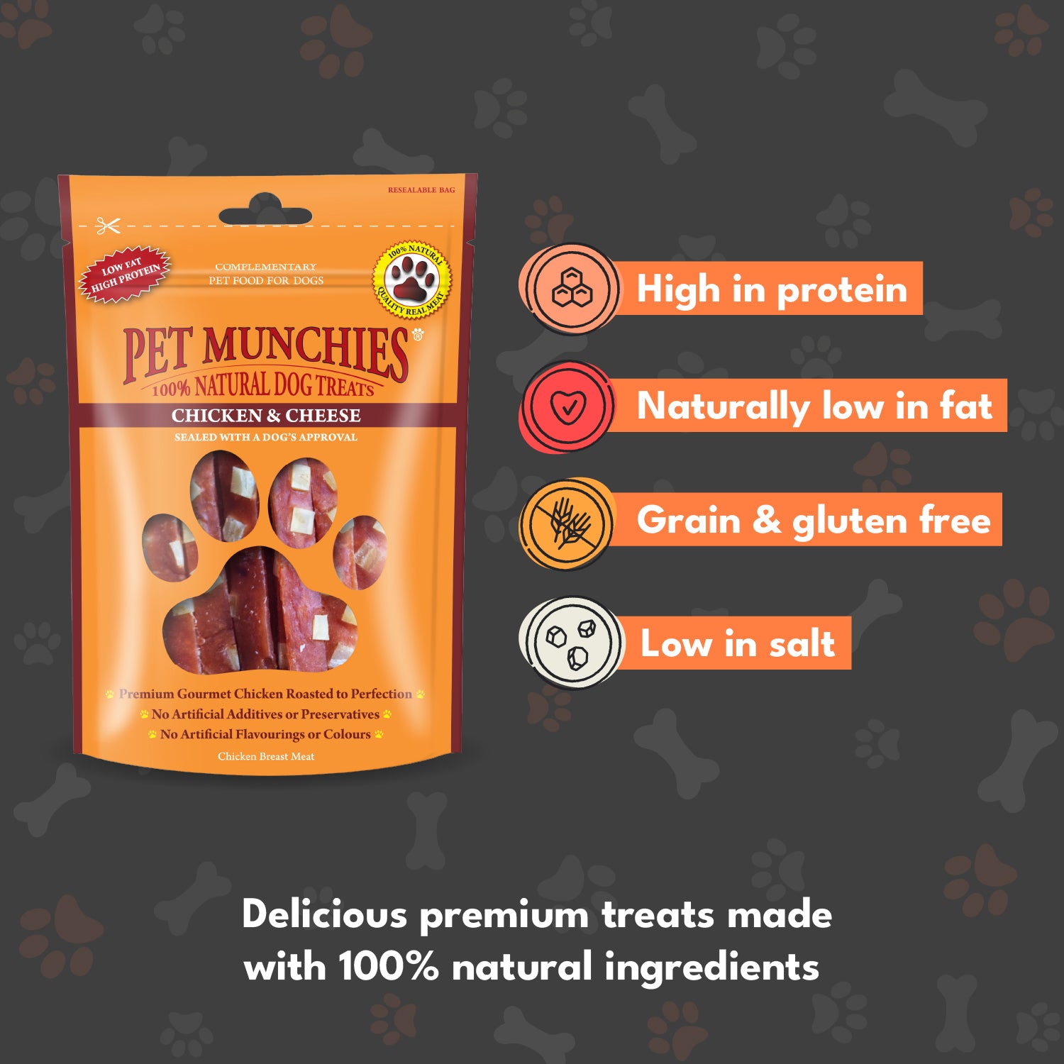 Pet Munchies Chicken and Cheese Dog Treats 100g - 1 or 8 Pack Sticks, Strips & Twists