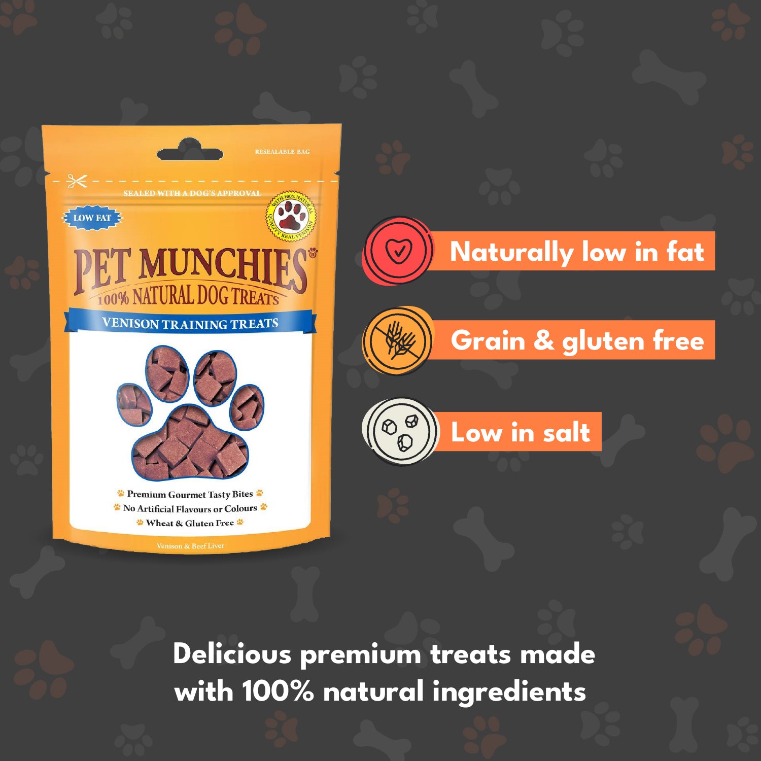 Pet Munchies Venison Dog Training Treats 50g - 1 or 8 Pack Training