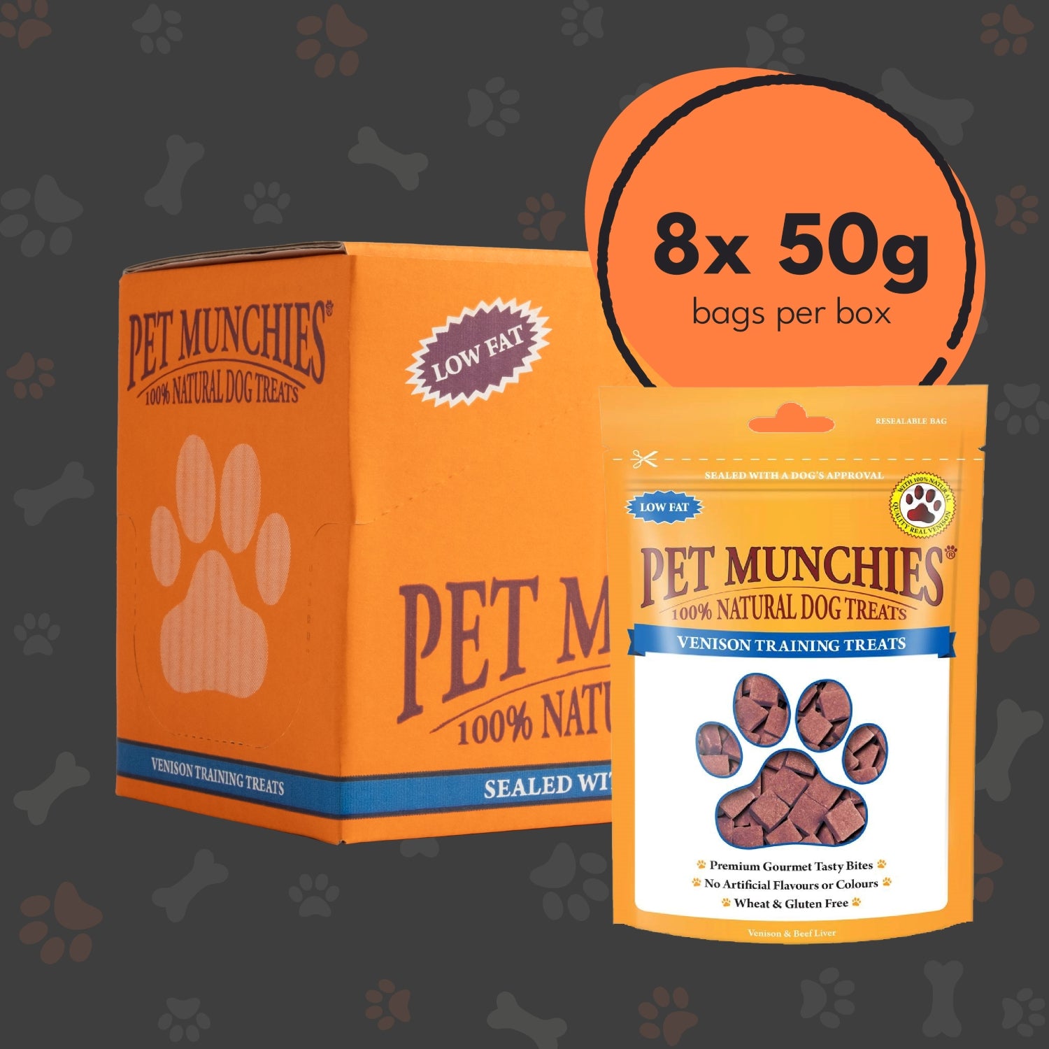 Pet Munchies Venison Dog Training Treats 50g - 1 or 8 Pack Training Multibuy deal - 8 x 50g