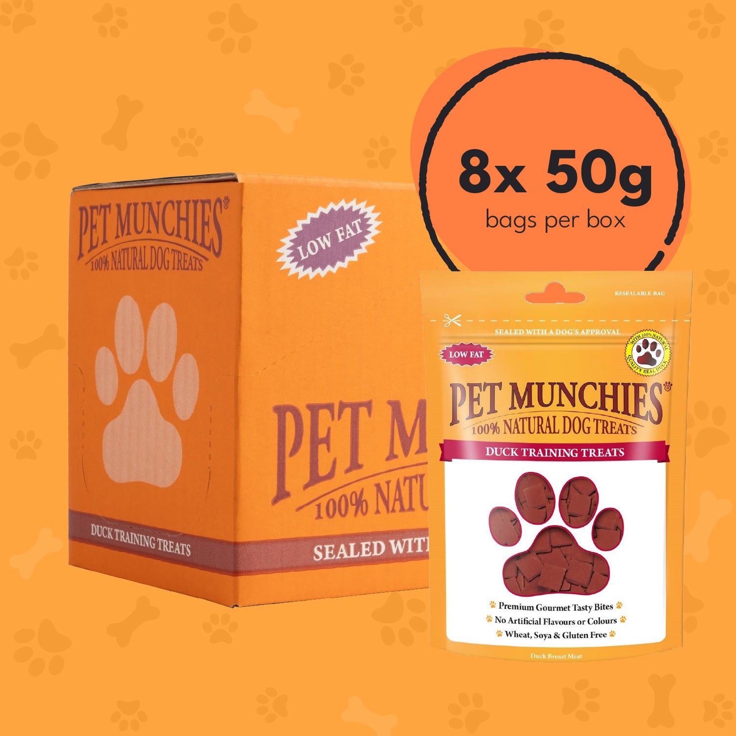 Pet Munchies Duck Dog Training Treats 50g - 8 Pack