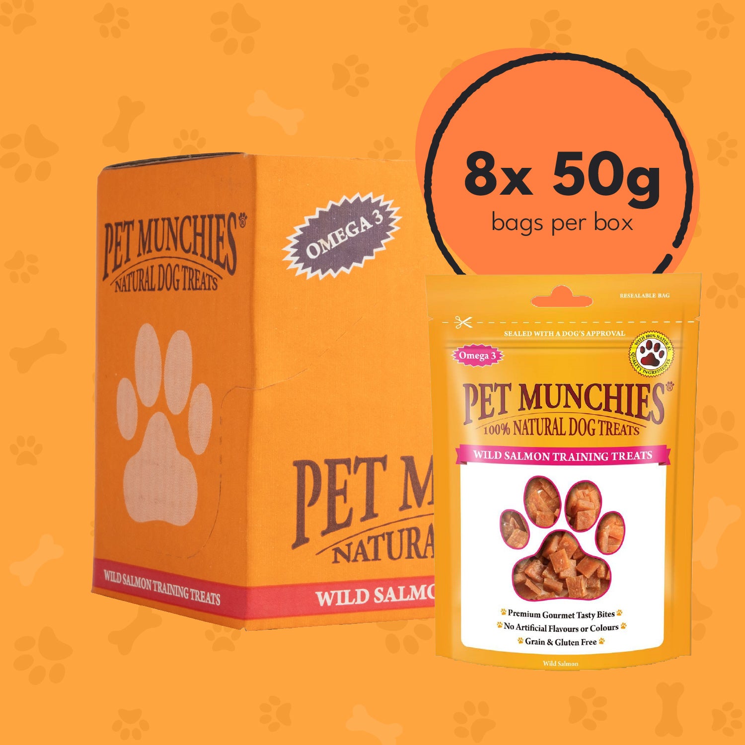 Pet Munchies Wild Salmon Dog Training Treats 50g - 8 Pack