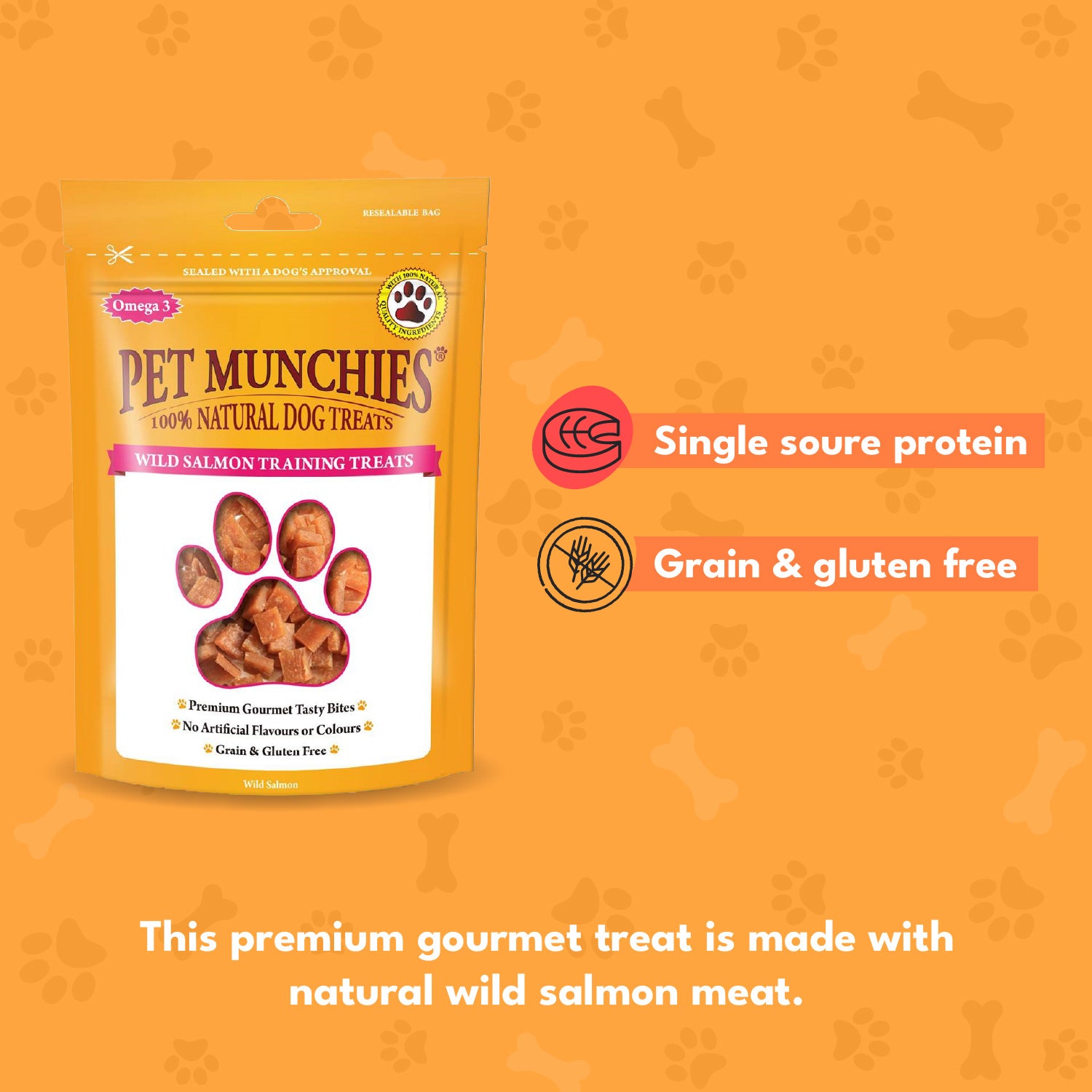 Pet Munchies Wild Salmon Dog Training Treats 50g - 1 or 8 Pack Training