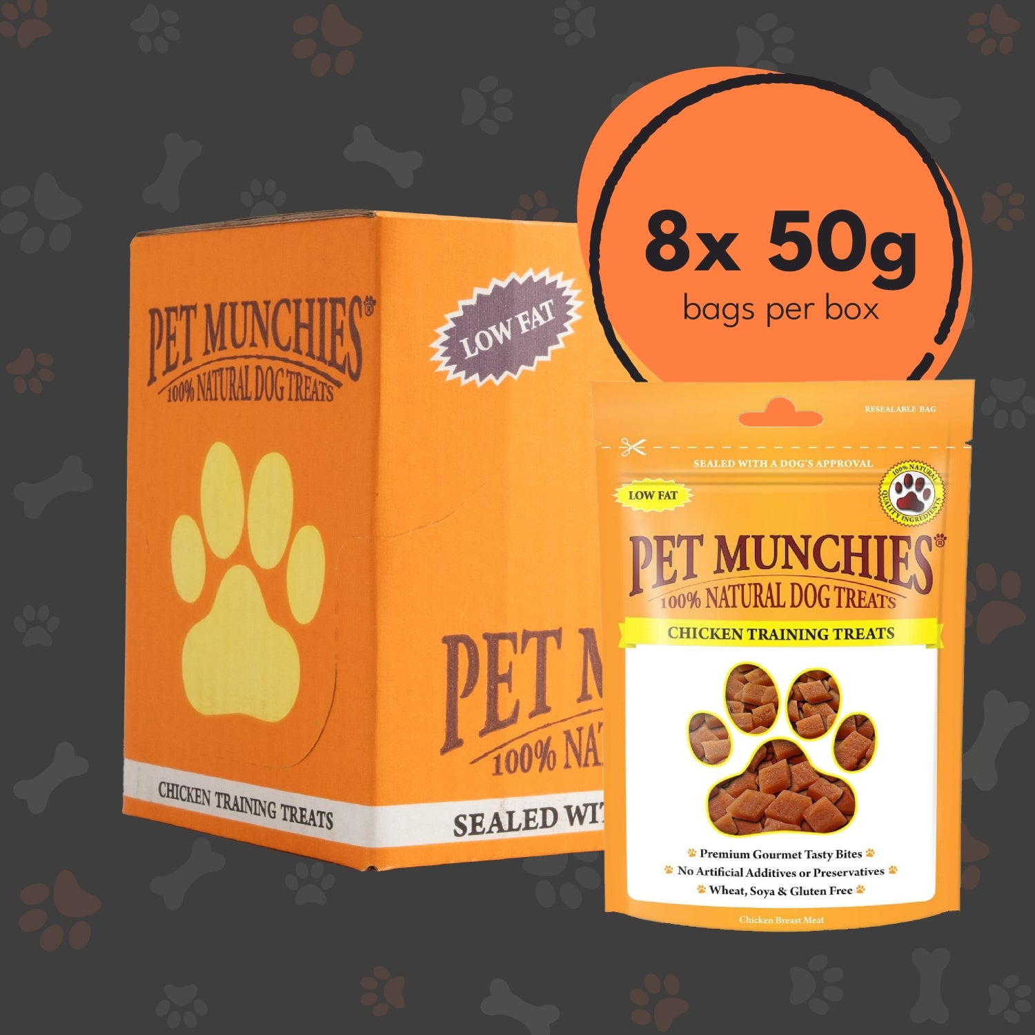 Pet Munchies Chicken Dog Training Treats 50g - 1 or 8 Pack Training Multibuy deal - 8 x 50g