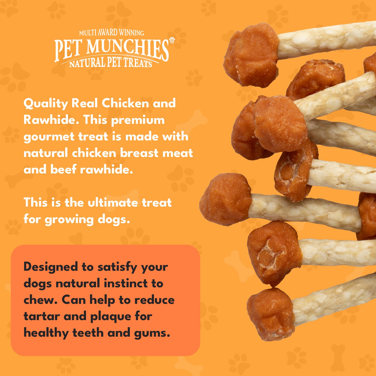 Pet Munchies Chicken and Rawhide Dumbbells Dog Treats 80g - 1 or 8 Pack