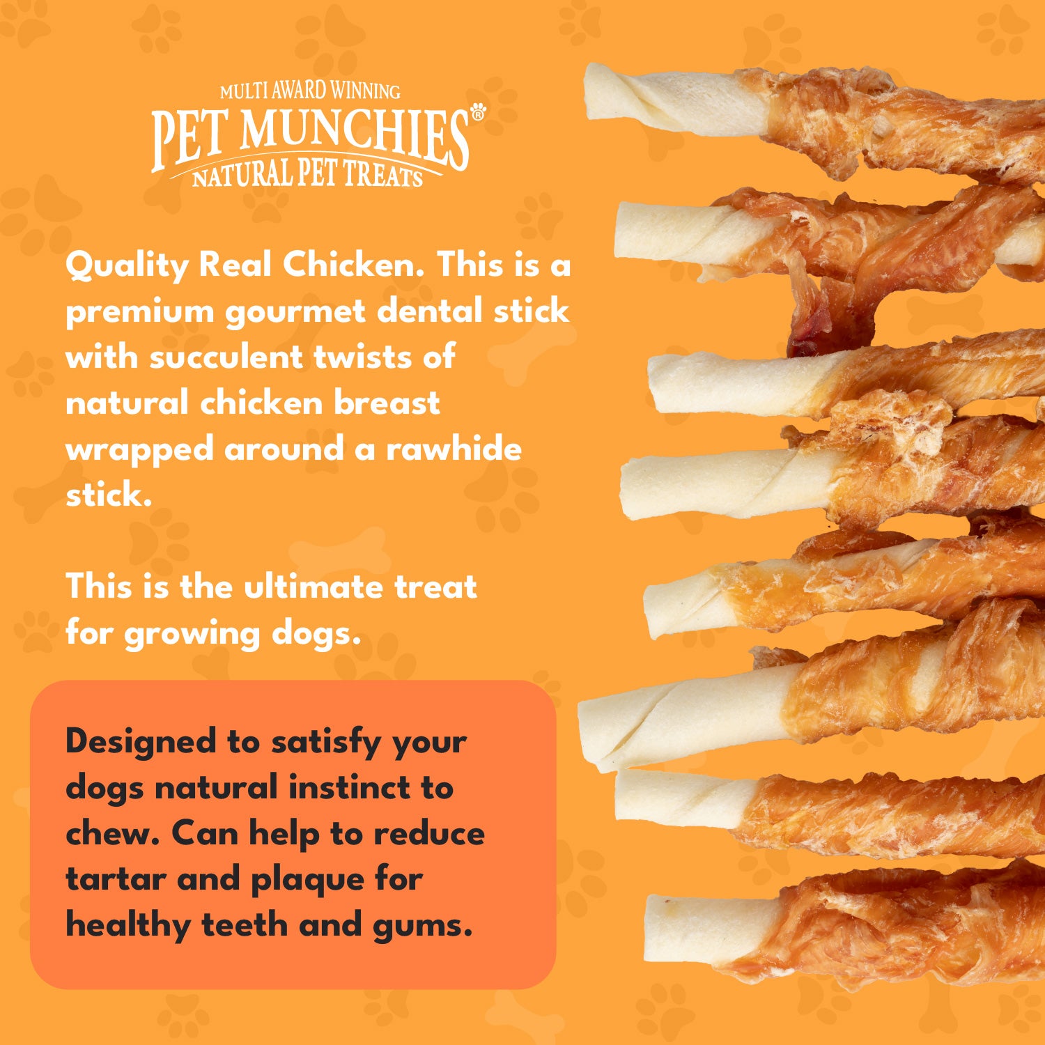 Pet Munchies Chicken Twists Dog Treats 80g - 1 or 8 Pack Sticks, Strips & Twists