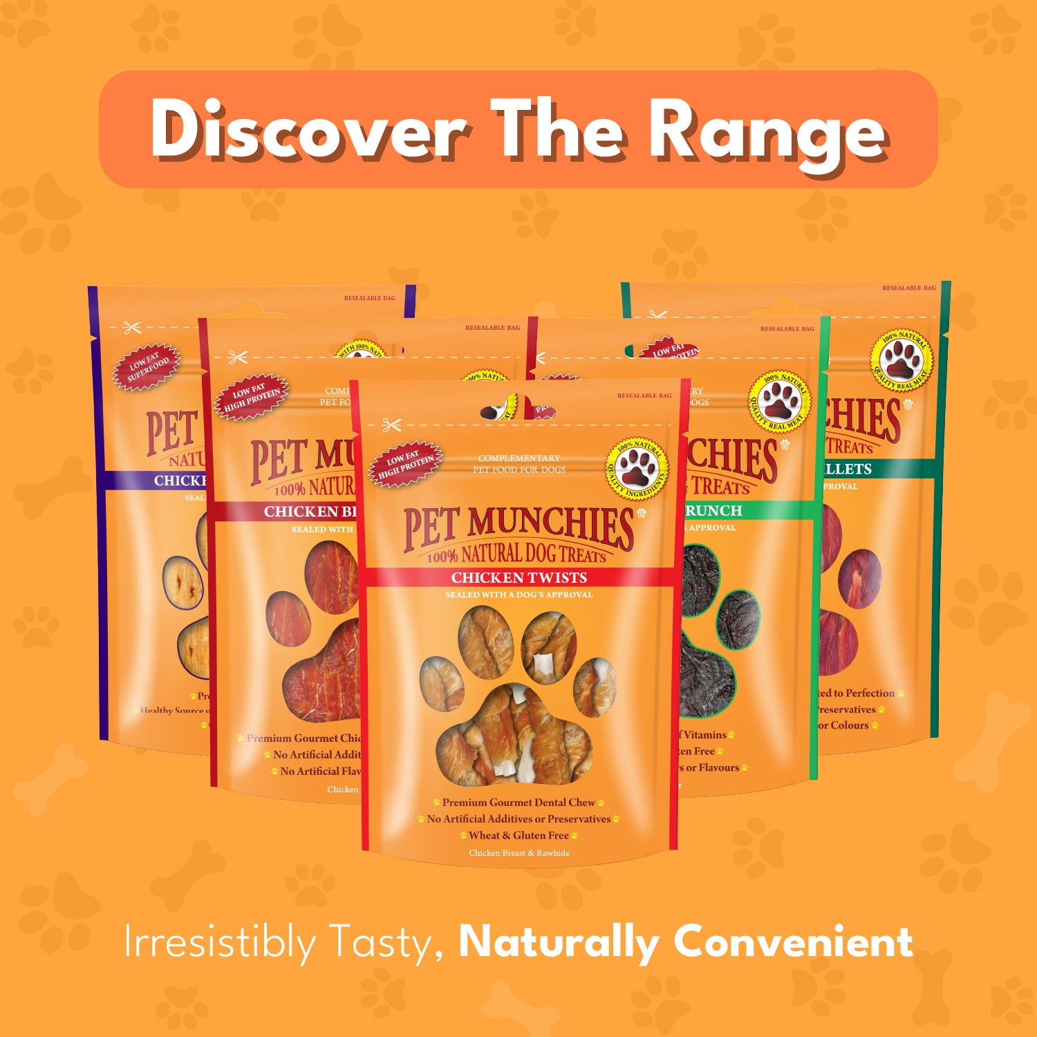 Pet Munchies Chicken Twists Dog Treats 80g - 1 or 8 Pack Sticks, Strips & Twists